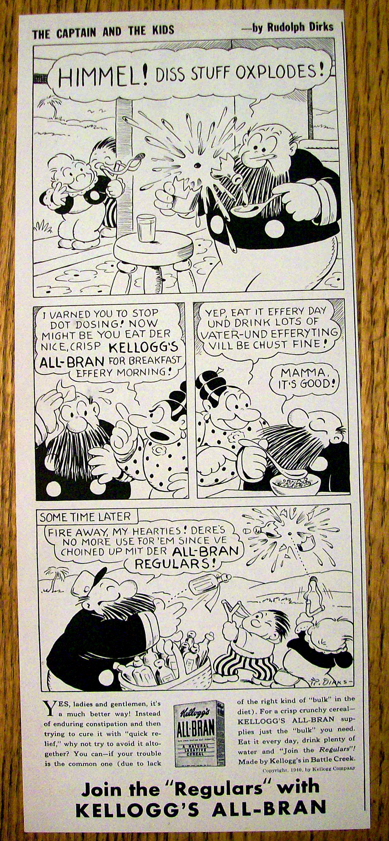 1940 Kellogg's All-Bran Cereal with Captain & the Kids