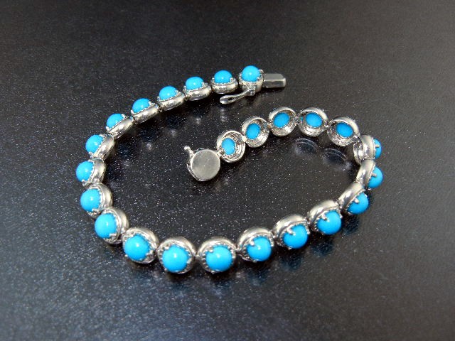 Sleeping Beauty Turquoise Marquisite Sterling Silver Br