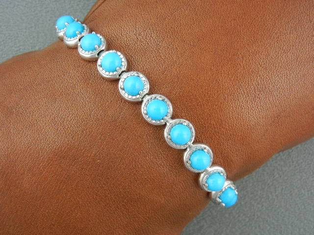 Sleeping Beauty Turquoise Marquisite Sterling Silver Br