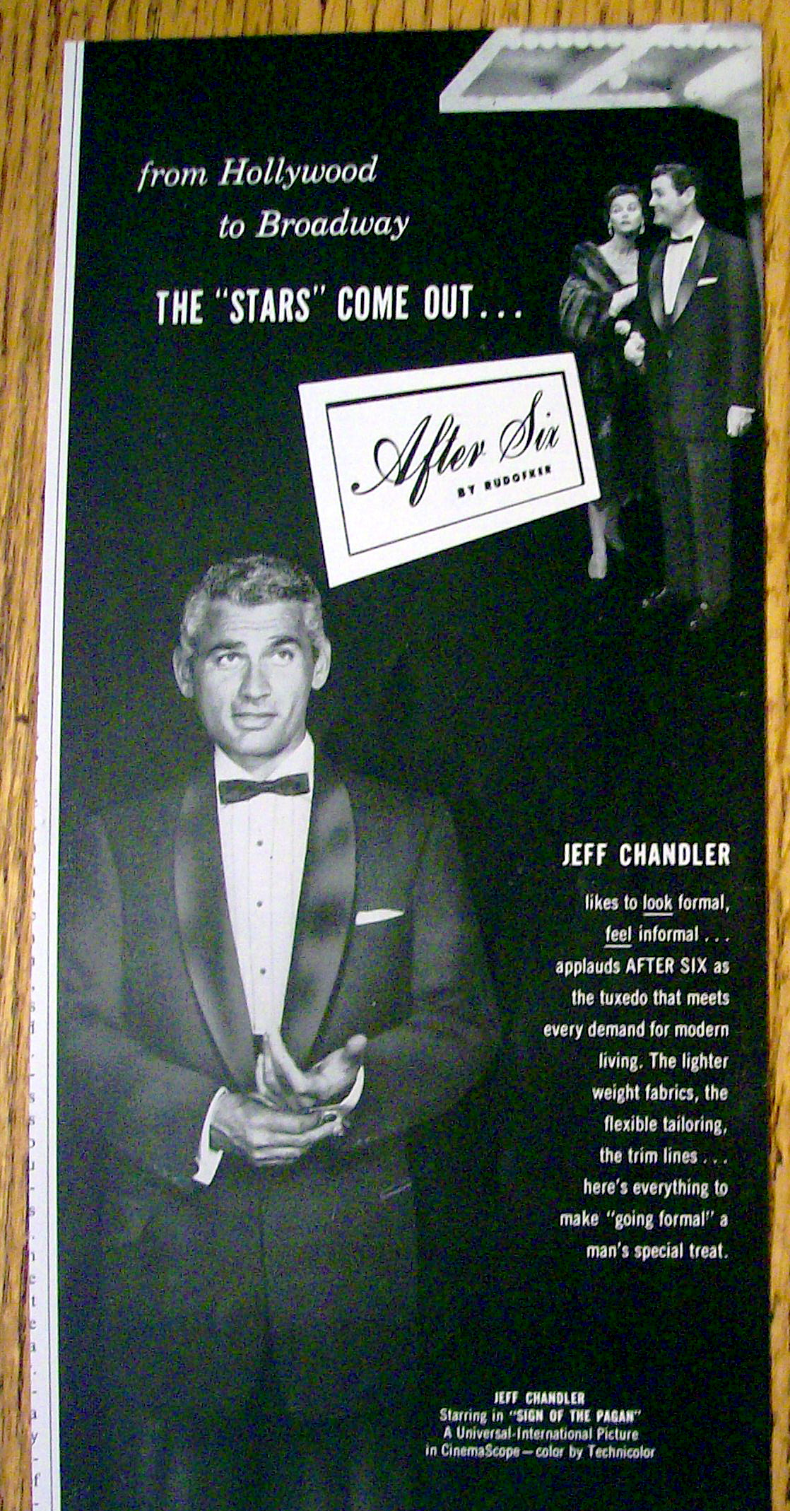 Vintage Ad: 1954 After Six Formalwear w/ Jeff Chandler