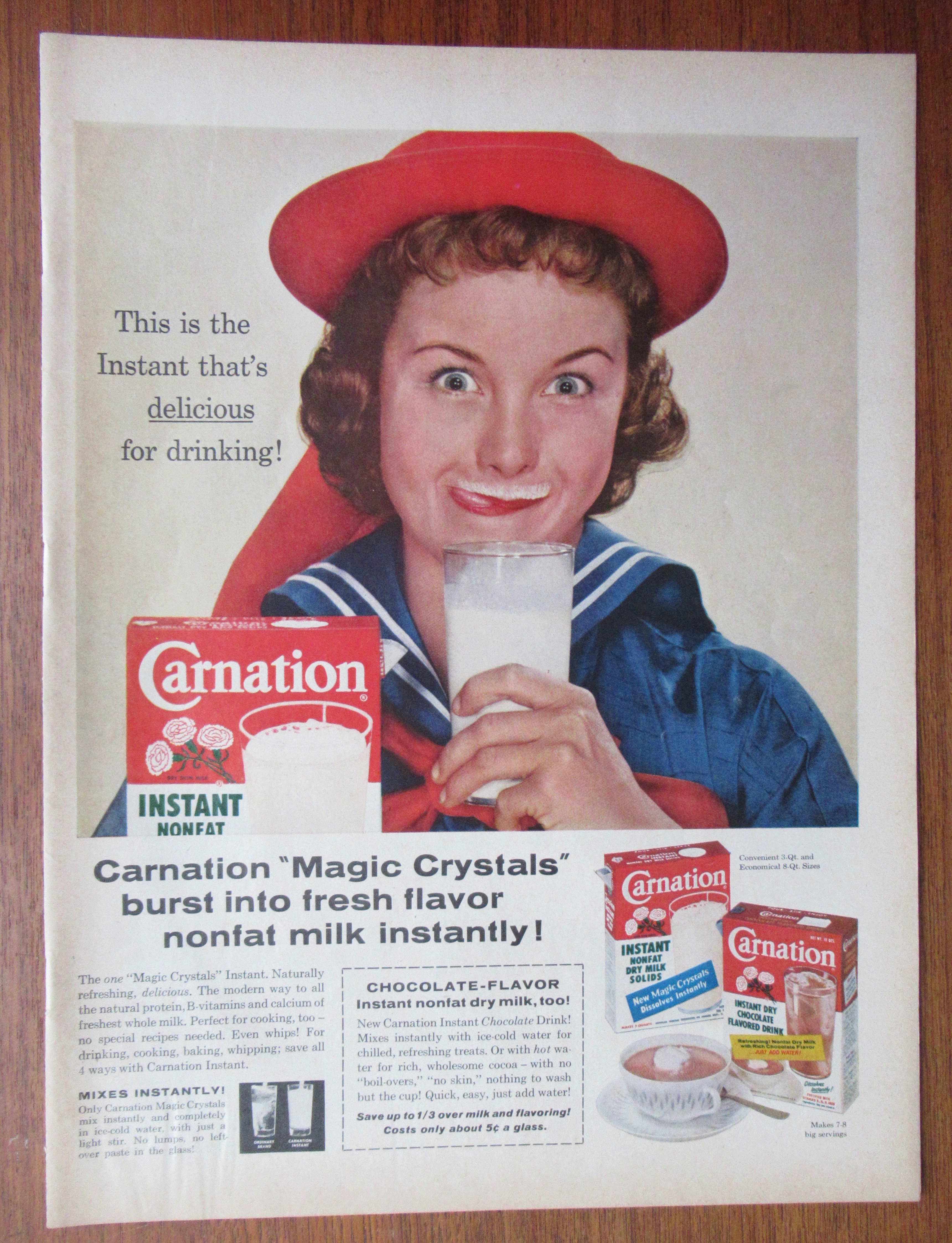 1958 Carnation Instant Dry Milk with Woman Smiling