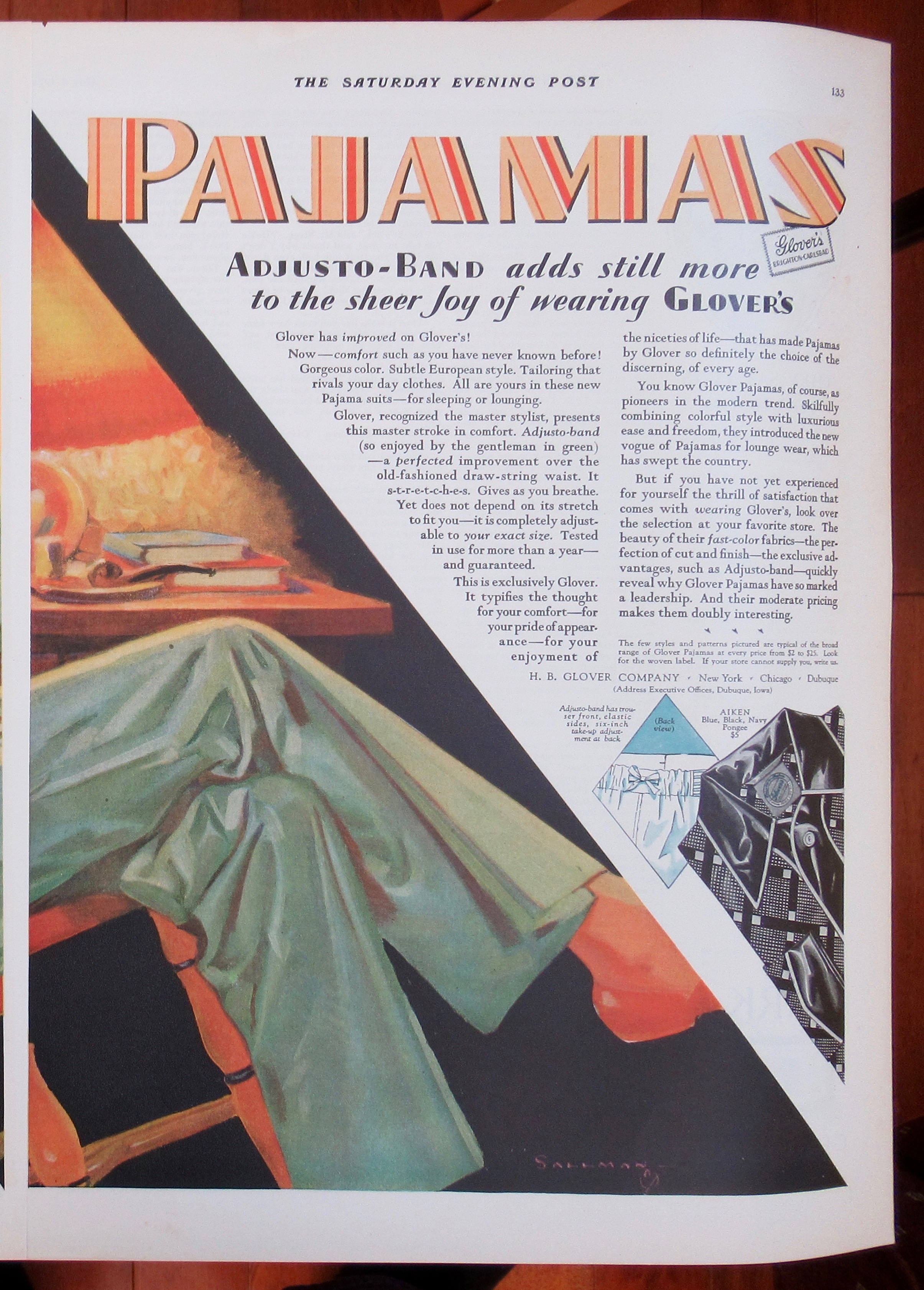 1929 Glover Company with Man in Glover Pajamas