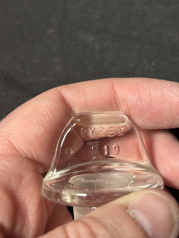 Vintage Pyrex Glass Stopper 19 Ground Taper Joint Solid Pennyhead Laboratory