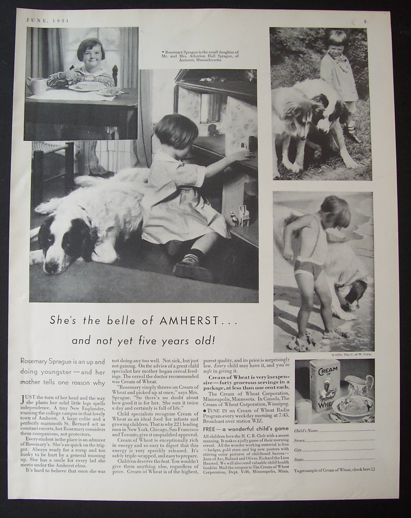 1931 Cream Of Wheat Cereal