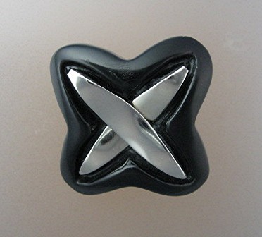 Lucite Black and Silver Clip Earrings Vintage
