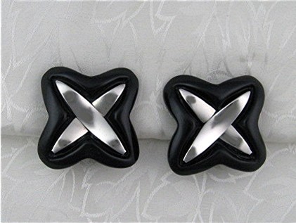 Lucite Black and Silver Clip Earrings Vintage