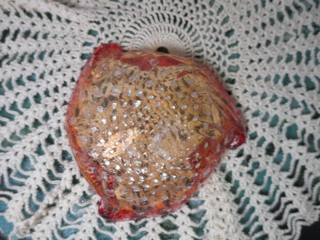 Vintage Murano Bowl Ashtray Red Gold Yellow Clear Silver