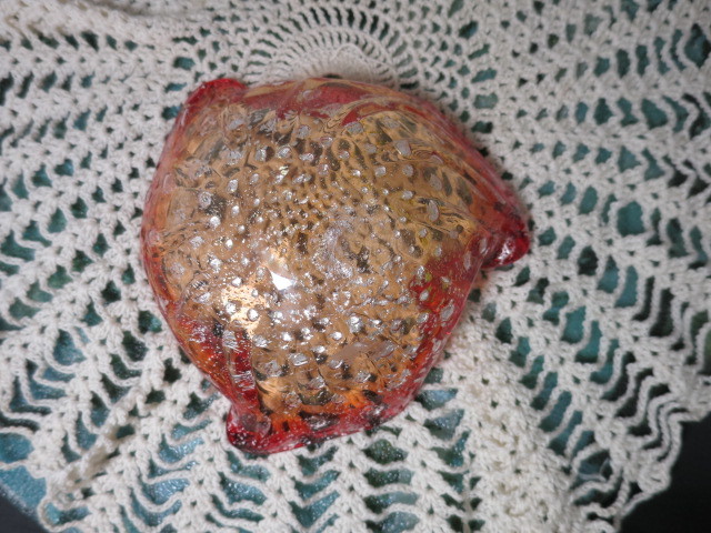 Vintage Murano Bowl Ashtray Red Gold Yellow Clear Silver