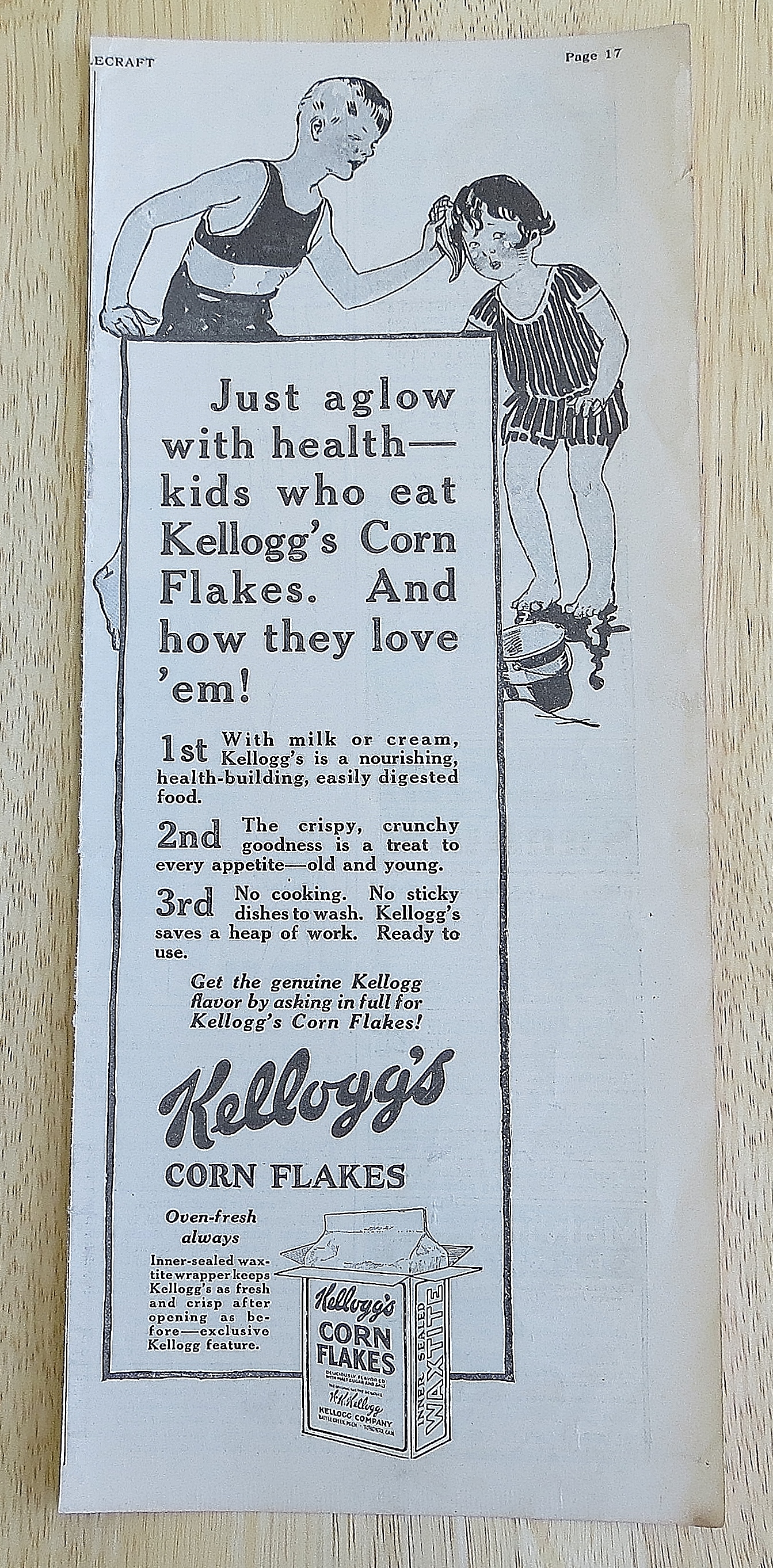 1924 Kellogg's Corn Flakes With Kids Playing