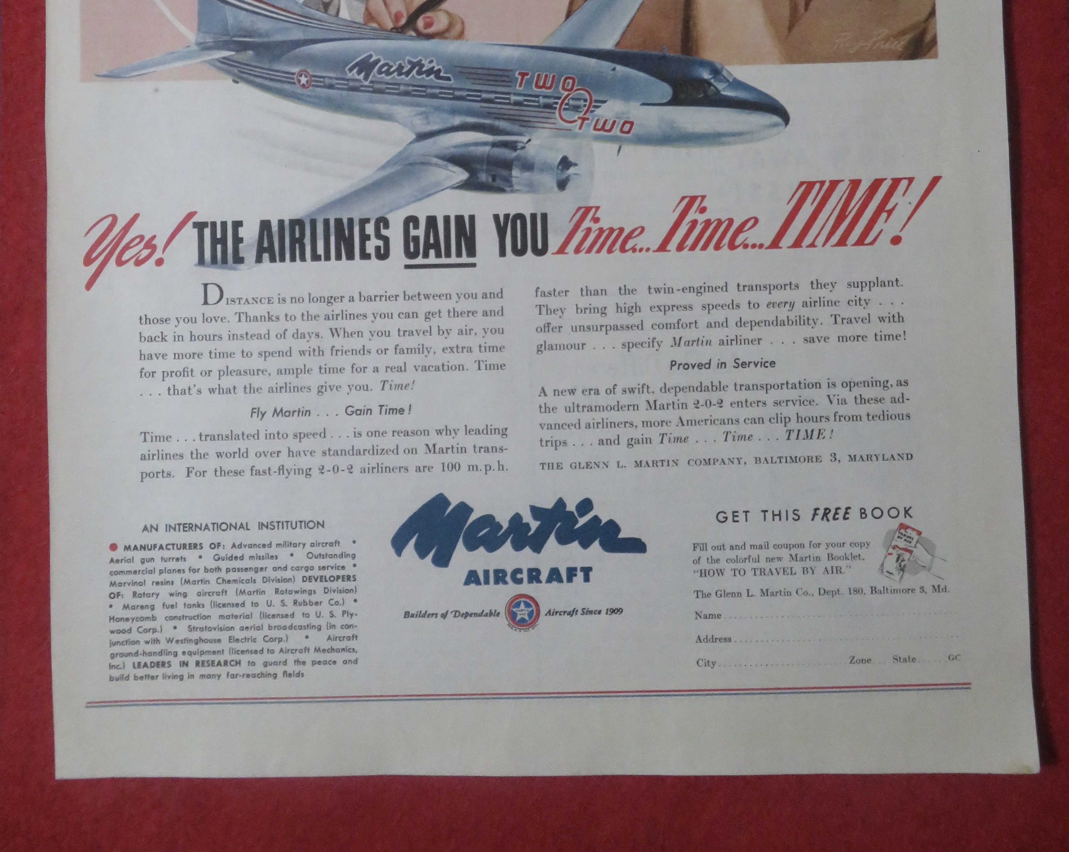 1948 Martin Aircraft with Woman Writing A Letter