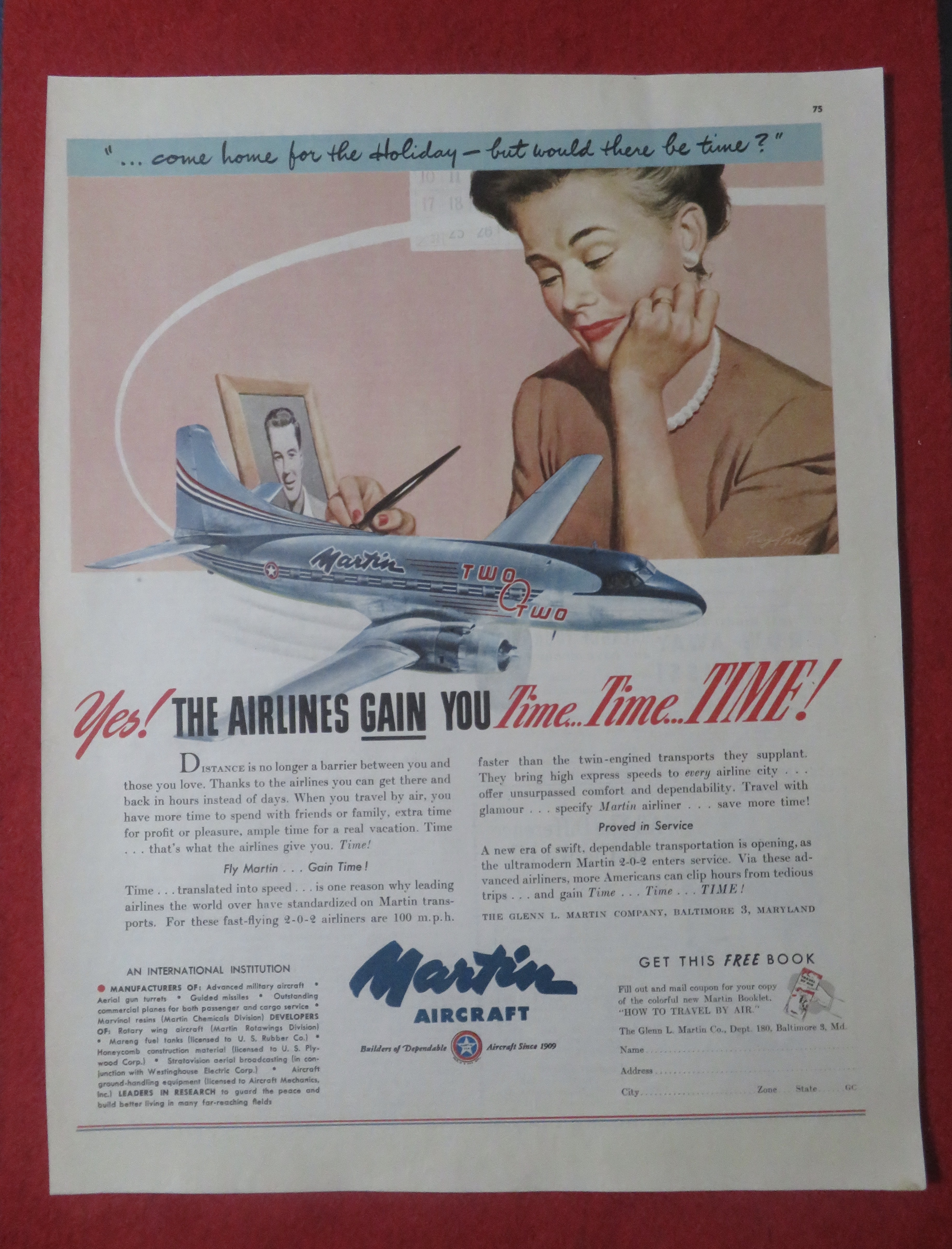 1948 Martin Aircraft with Woman Writing A Letter