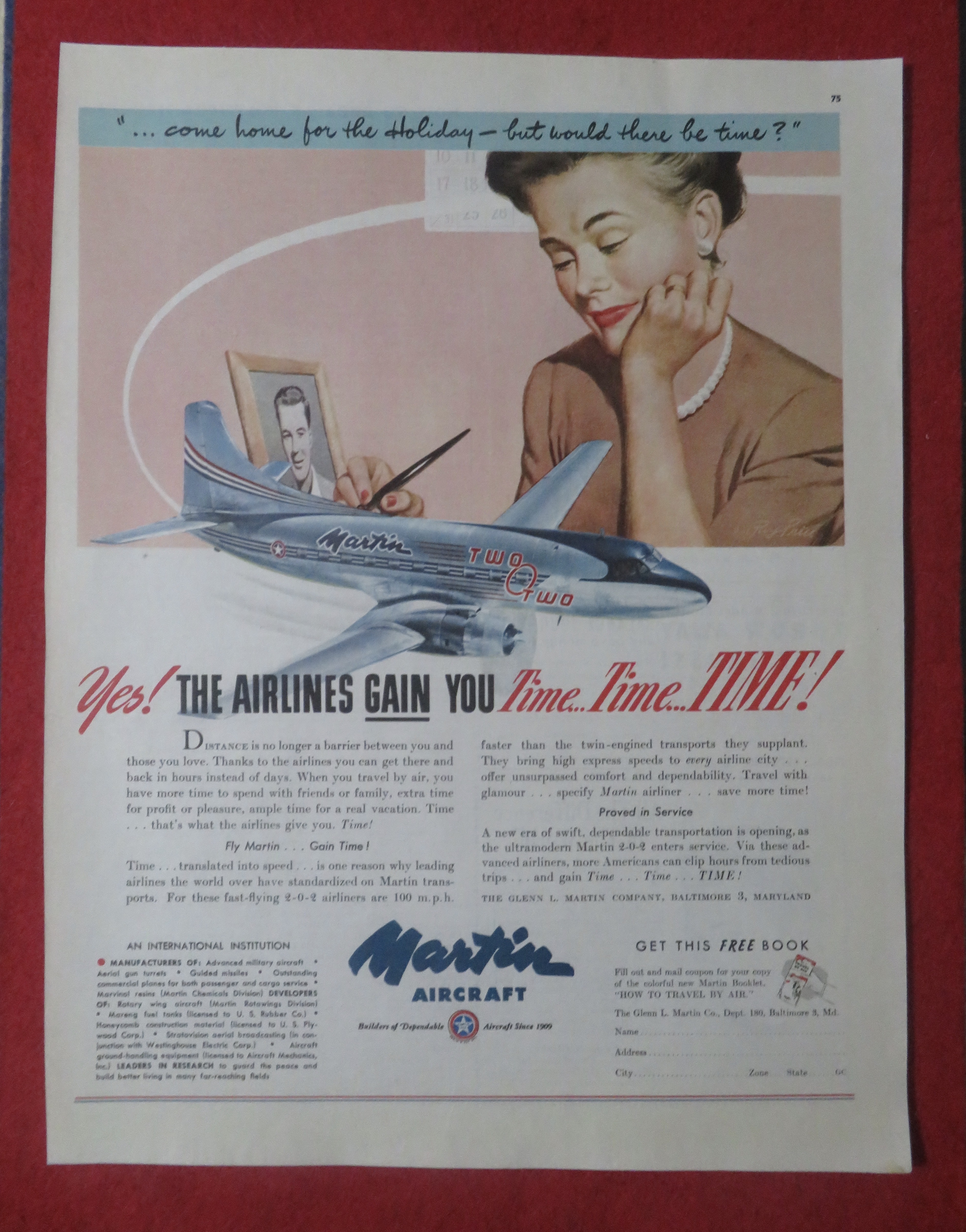 1948 Martin Aircraft with Woman Writing A Letter