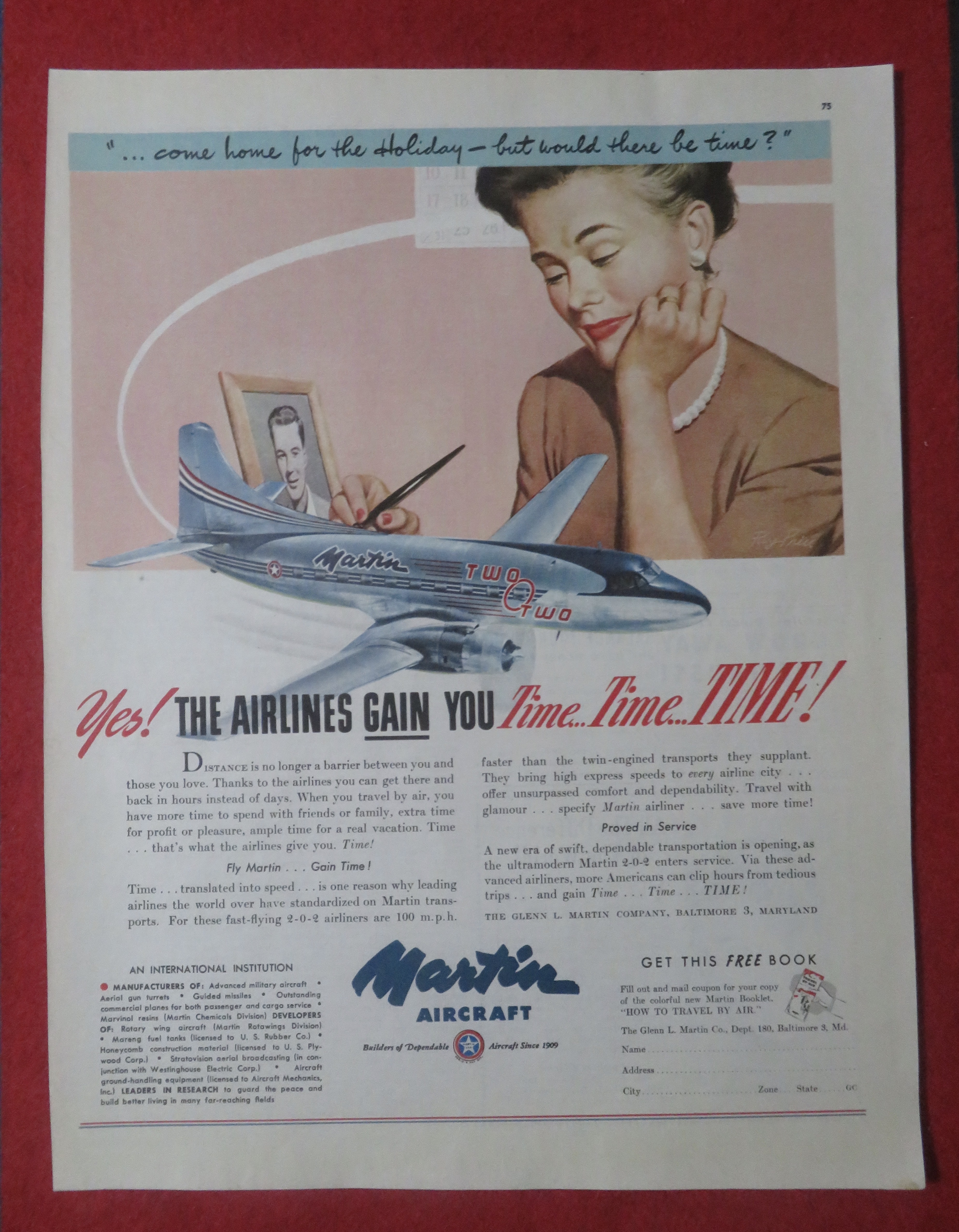 1948 Martin Aircraft with Woman Writing A Letter