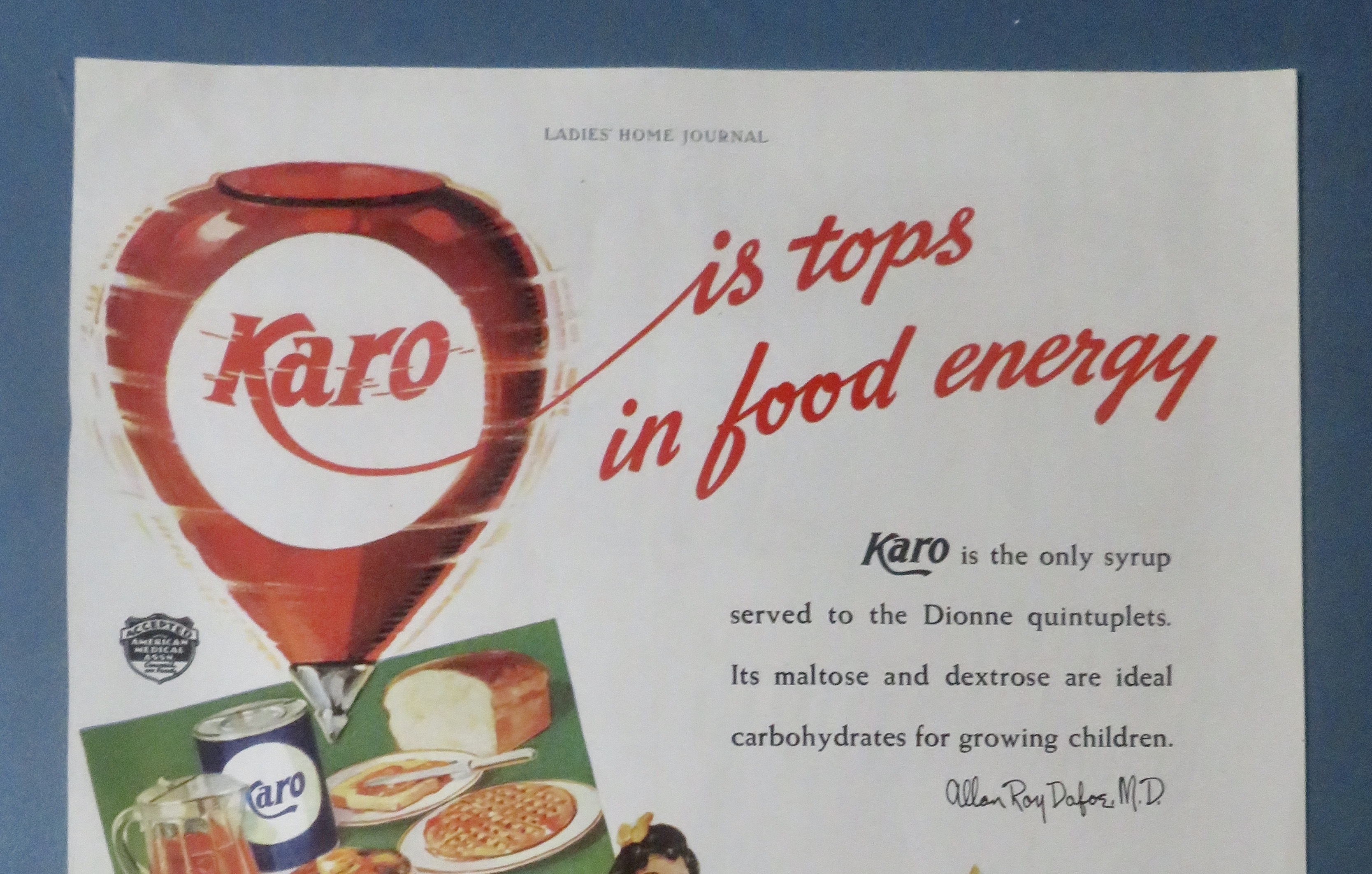 1939 Karo Syrup with The Dionne Quintuplets