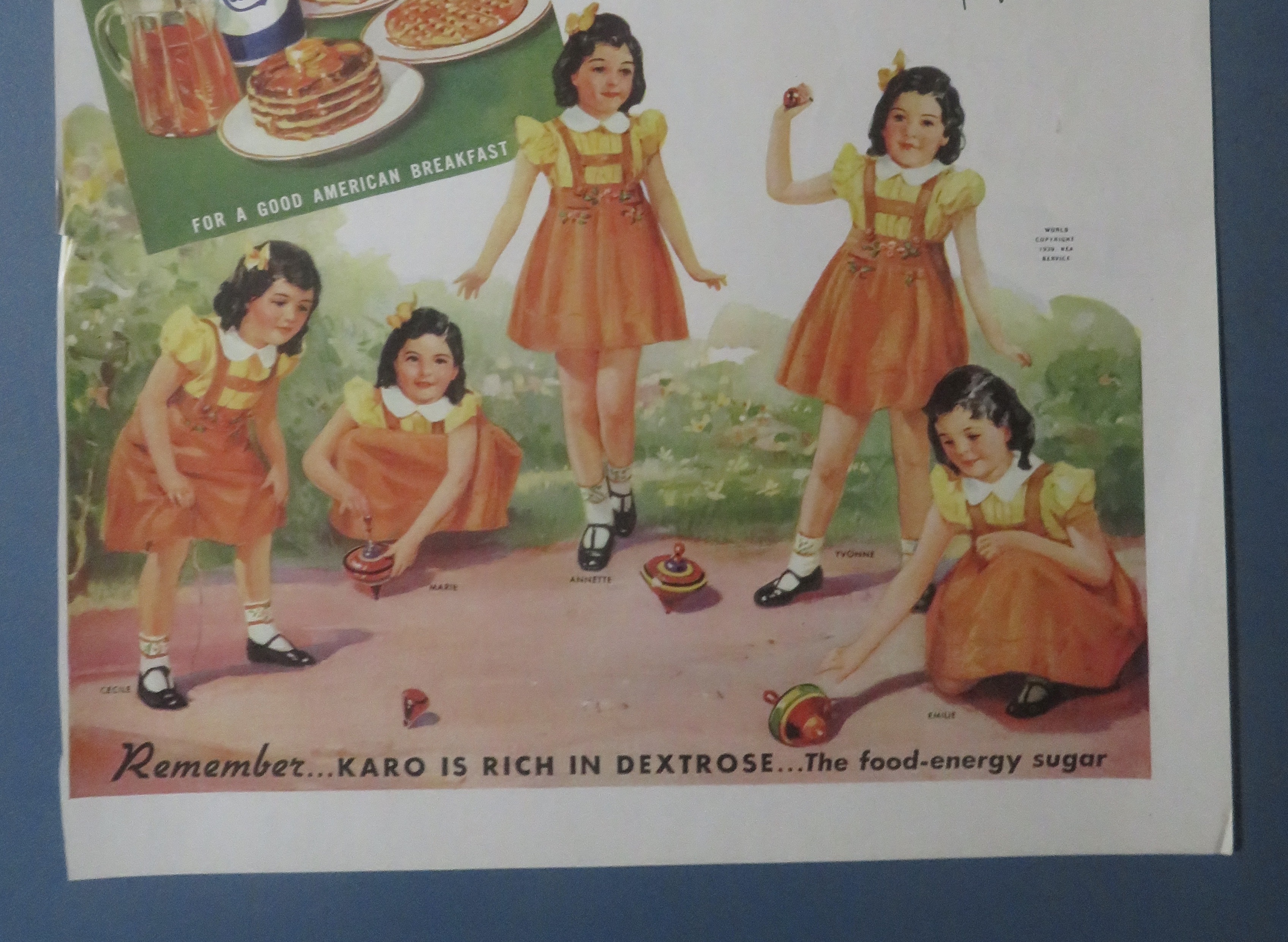 1939 Karo Syrup with The Dionne Quintuplets