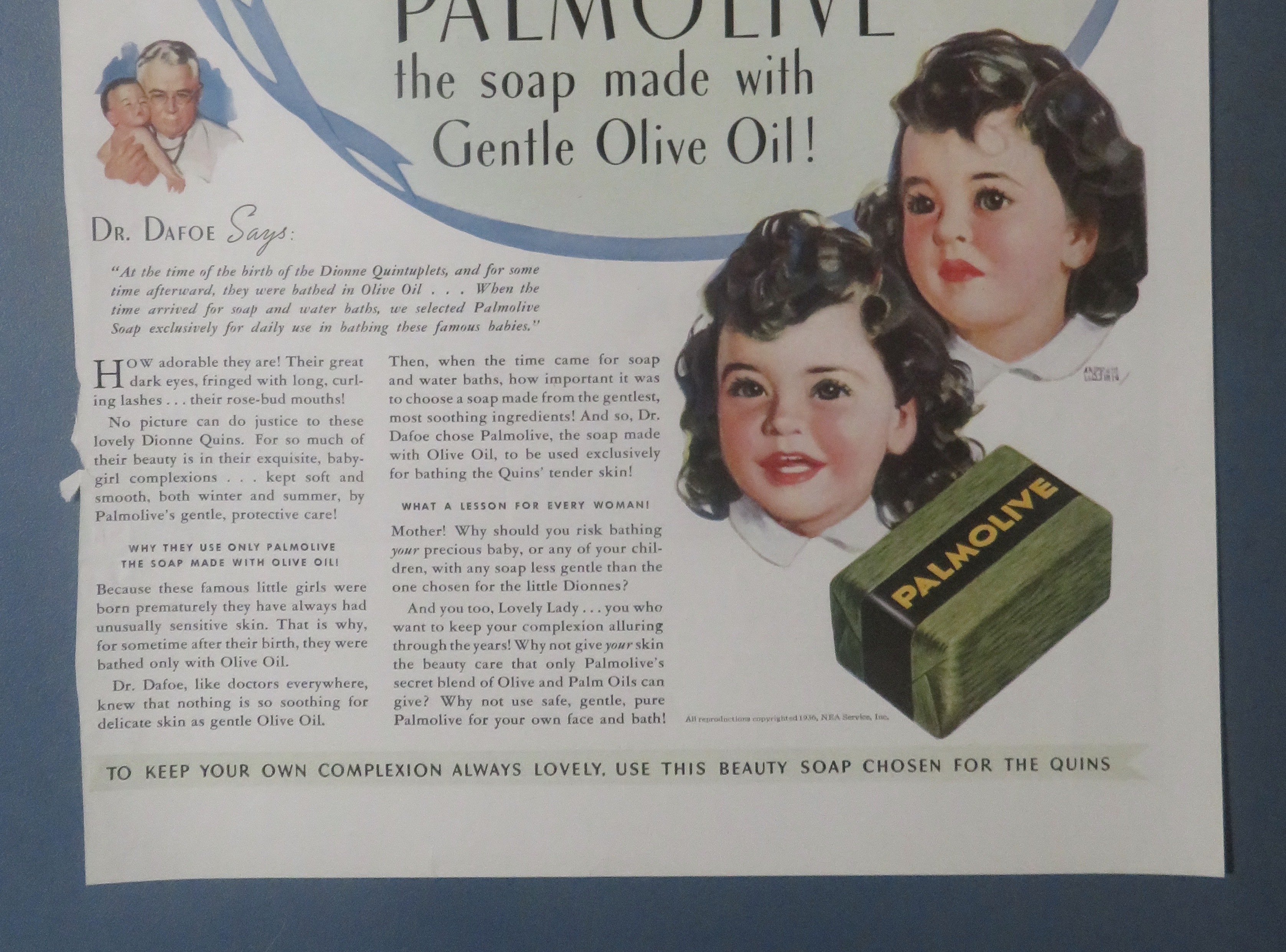 1936 Palmolive Soap with the Dionne Quintuplets