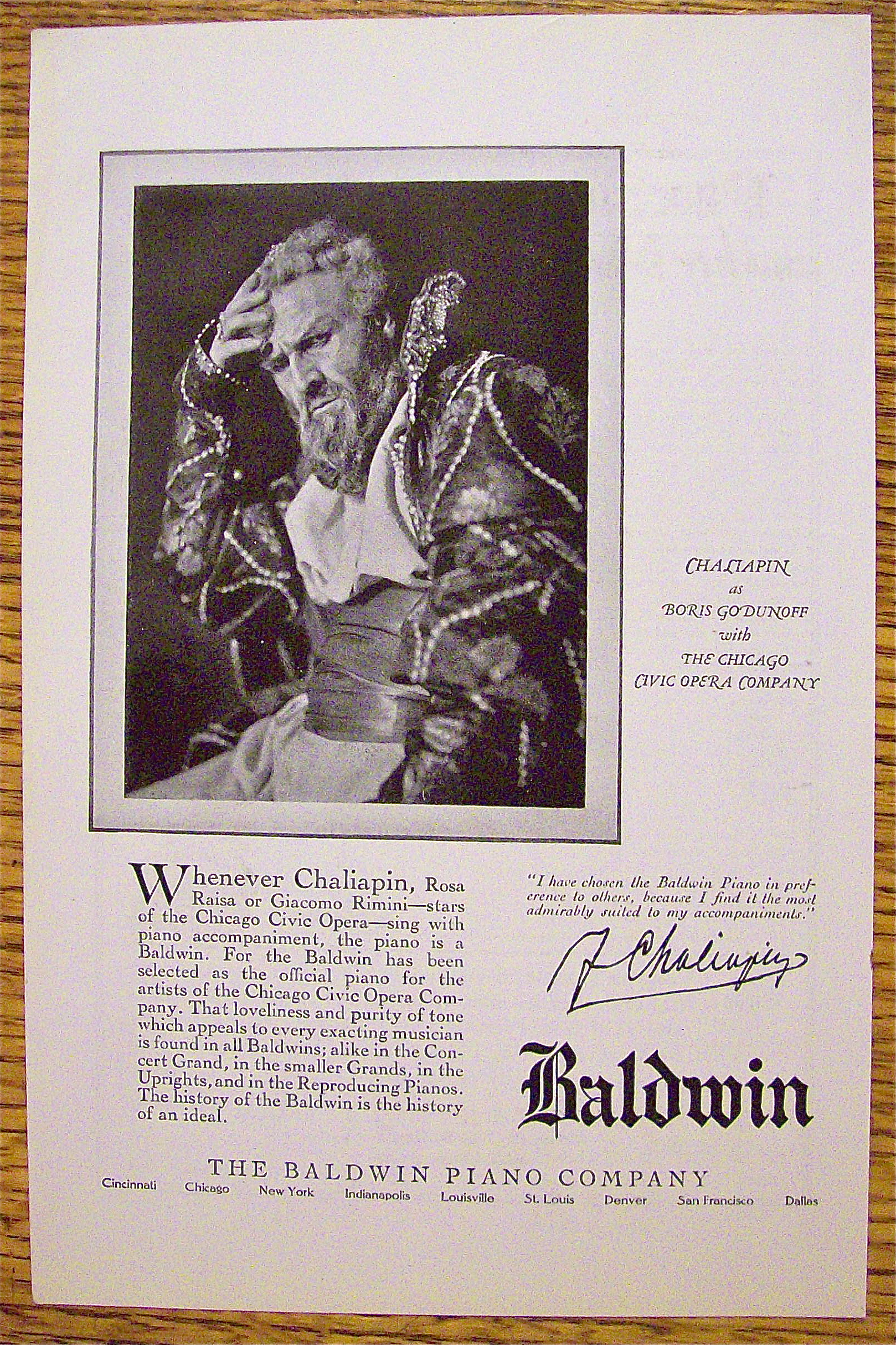 1925 Baldwin Piano Company with Chaliapin