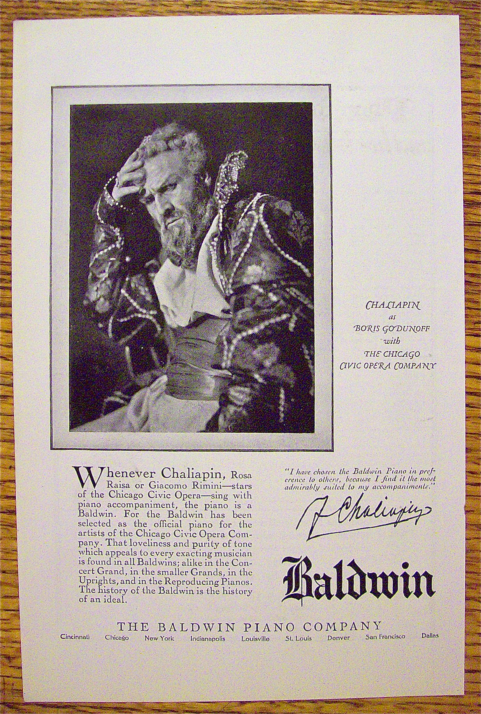 1925 Baldwin Piano Company with Chaliapin