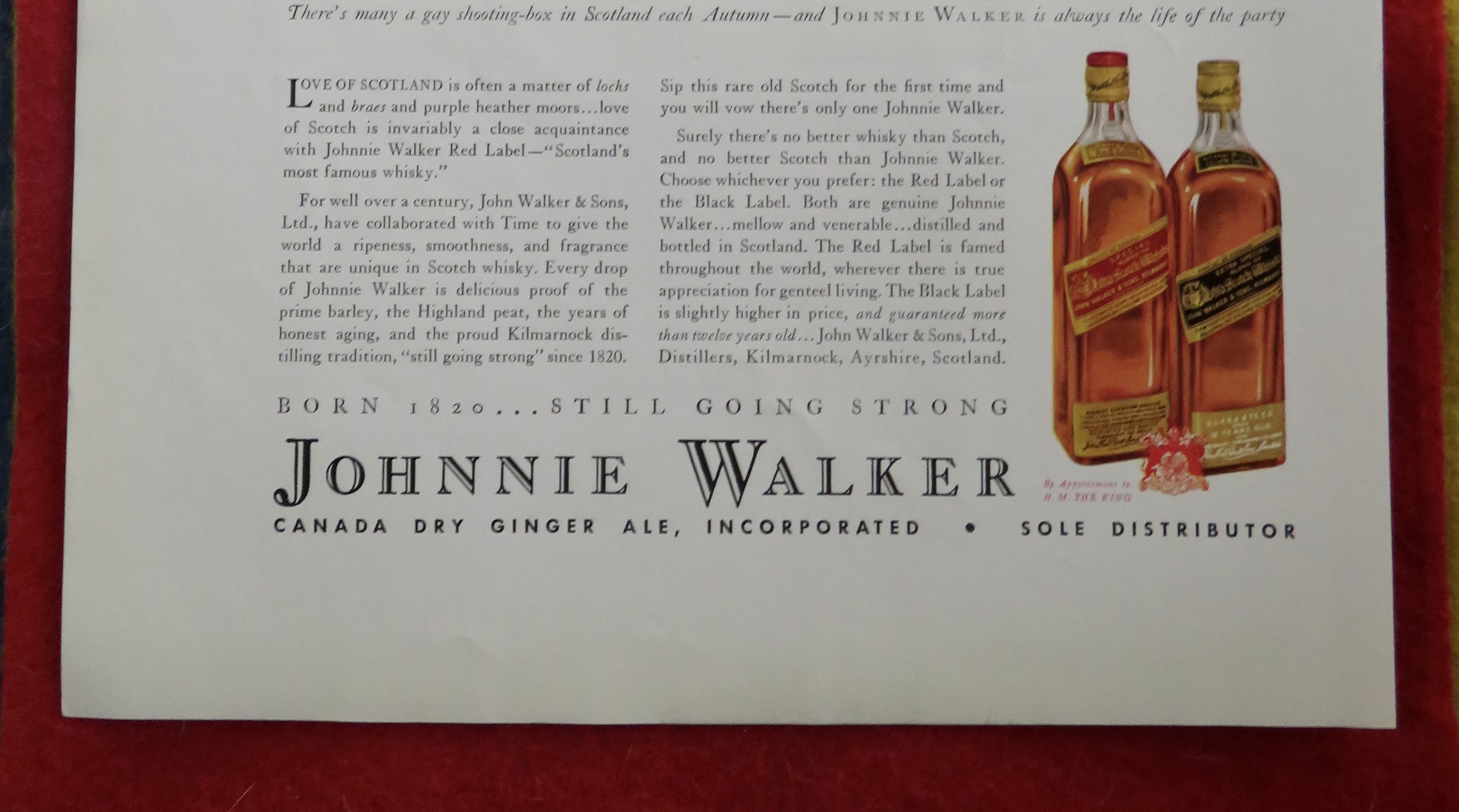 1934 Johnnie Walker Whiskey with Johnnie Walker