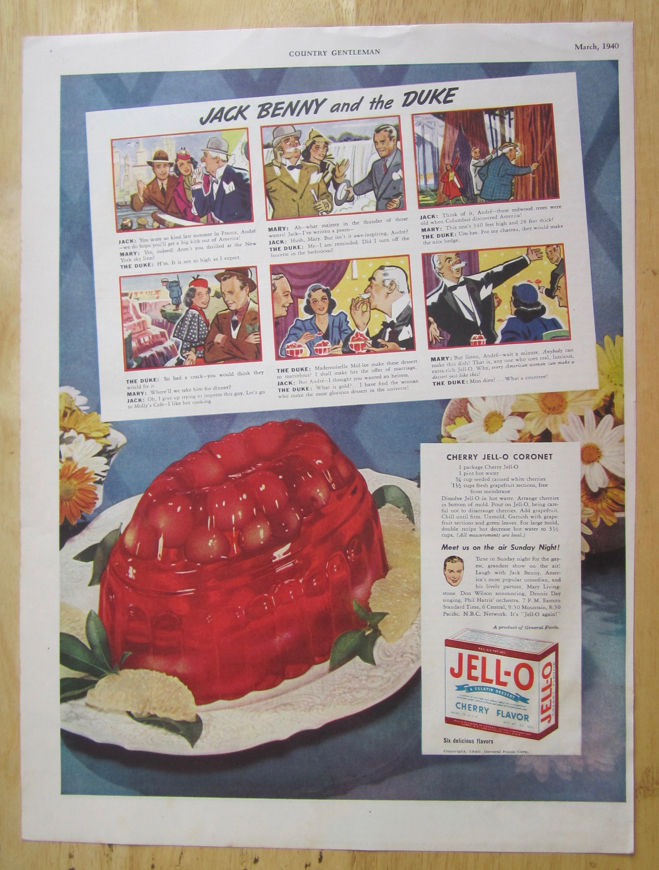 1940 Jell-O Gelatin Dessert with Jack Benny
