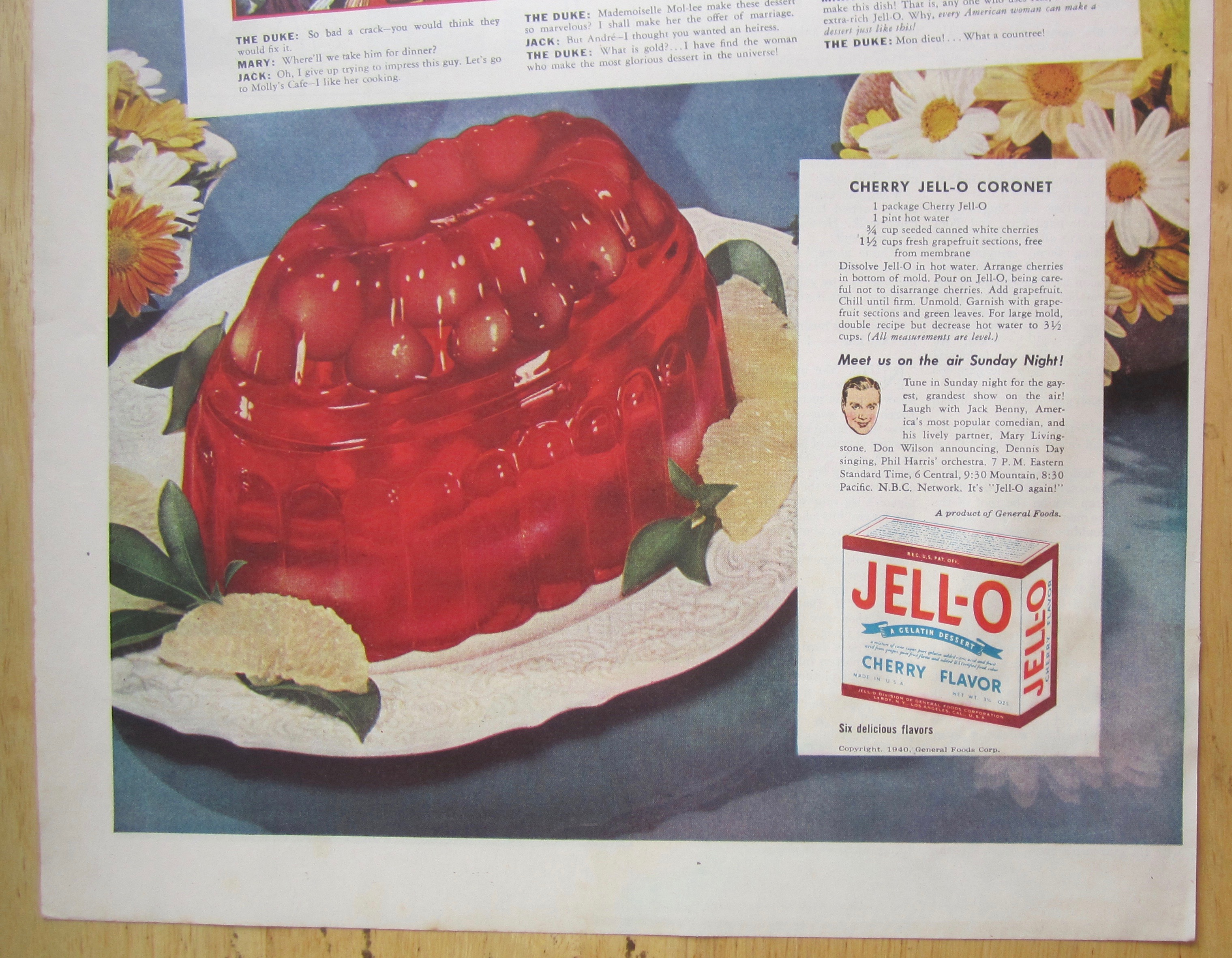 1940 Jell-O Gelatin Dessert with Jack Benny