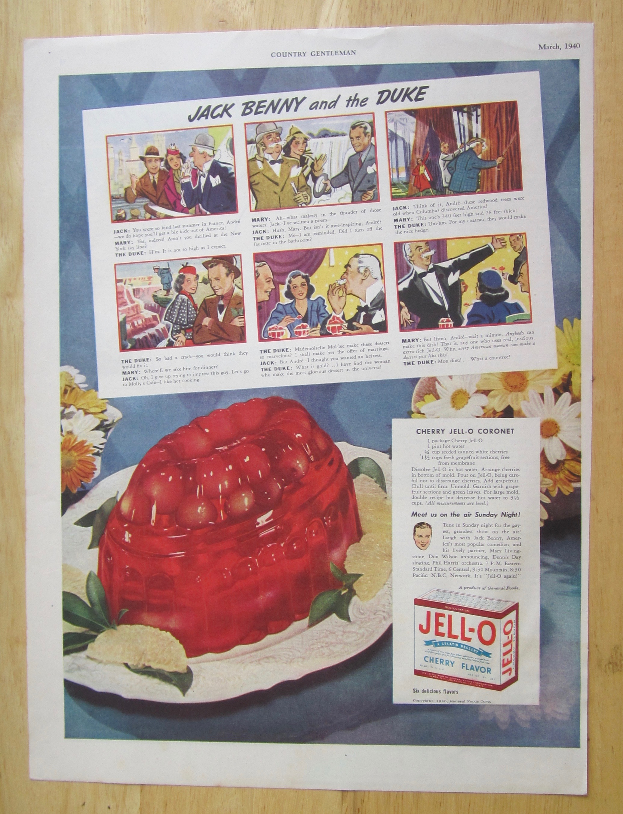 1940 Jell-O Gelatin Dessert with Jack Benny