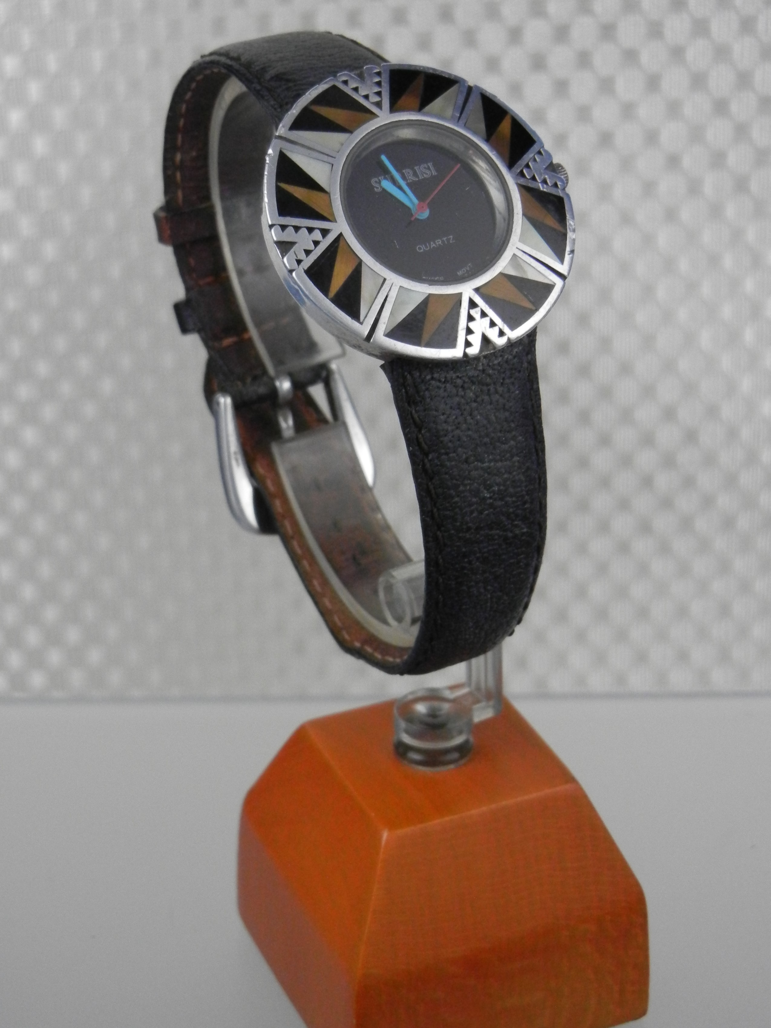 Surrisi Sterling Silver Jasper Onyx Mother Pearl Watch