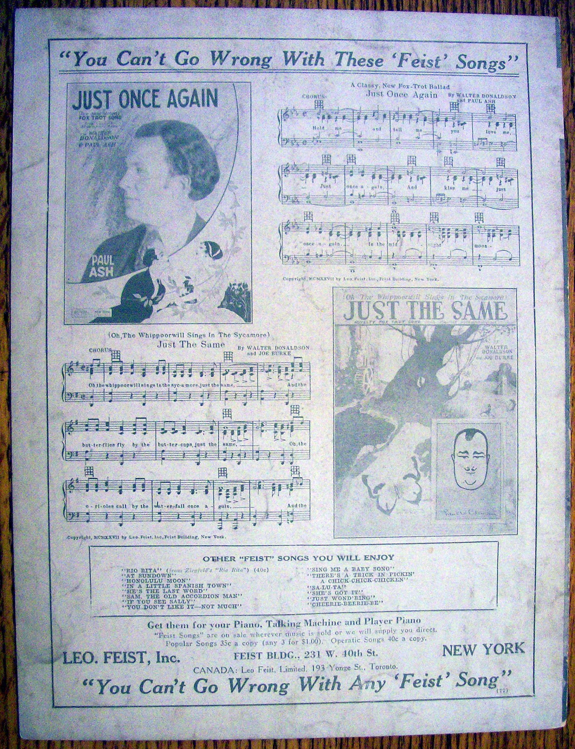 Sheet Music For 1927 At Sundown Love Is Calling Me Home