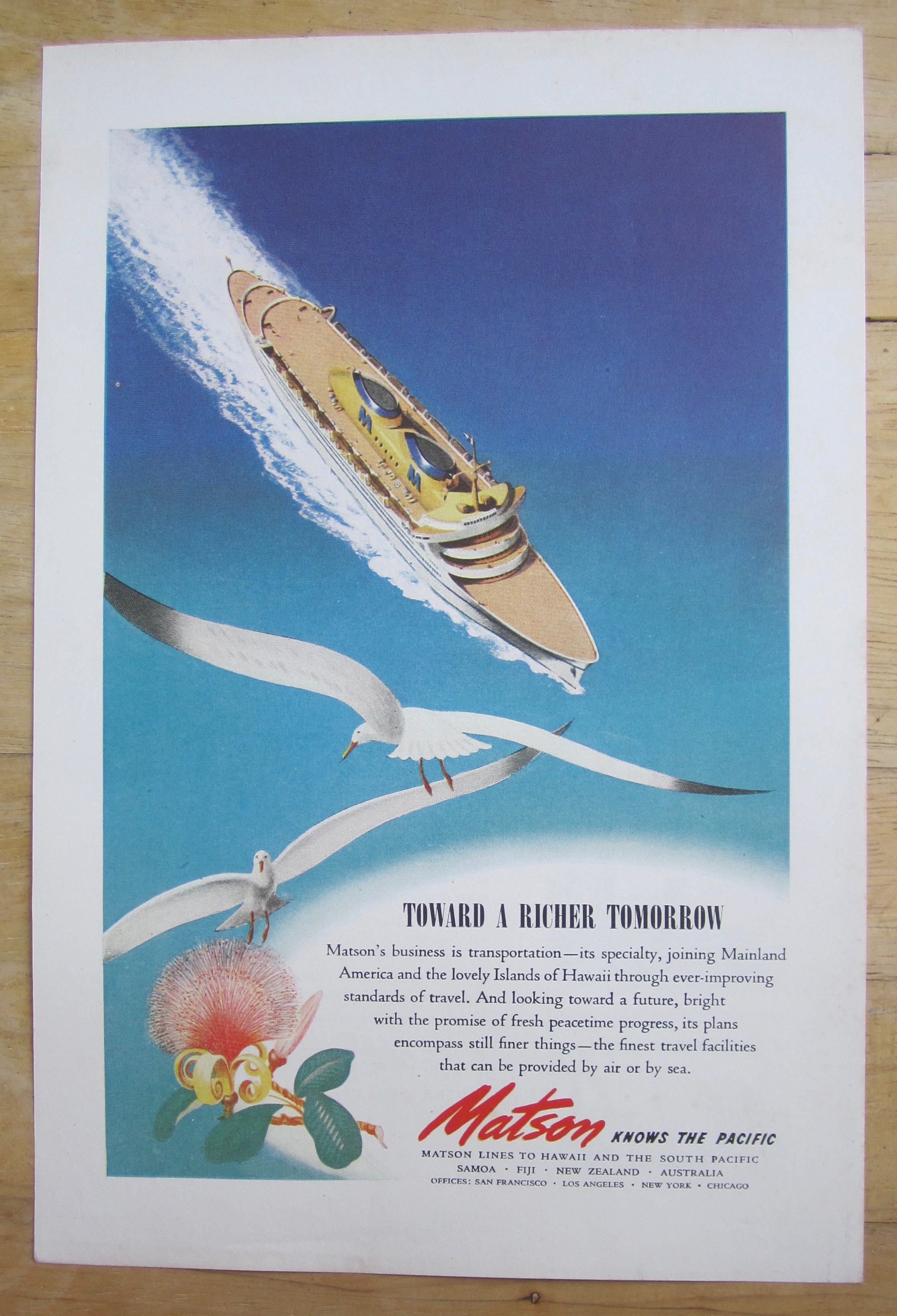 1944 Matson with Ship Sailing