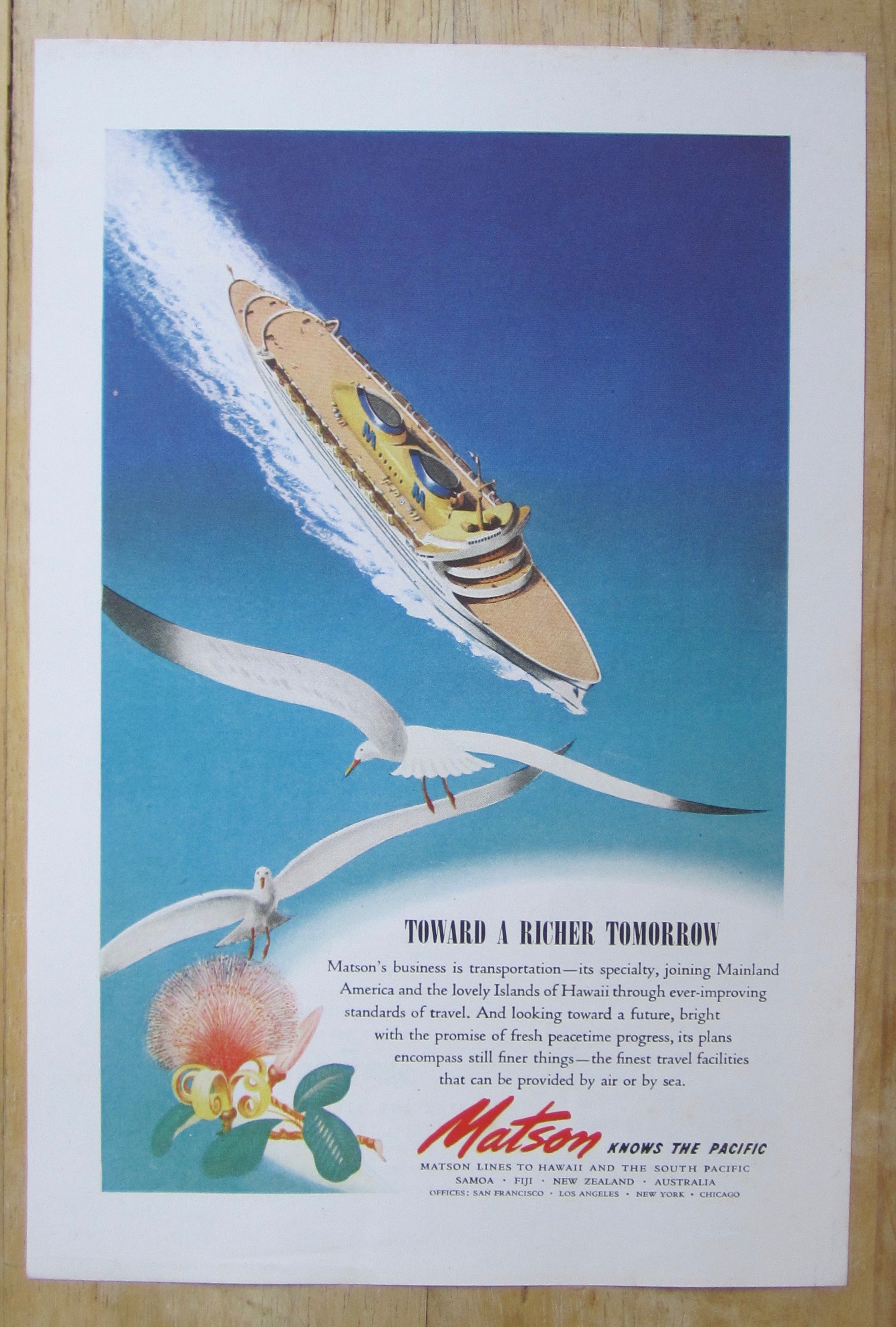1944 Matson with Ship Sailing