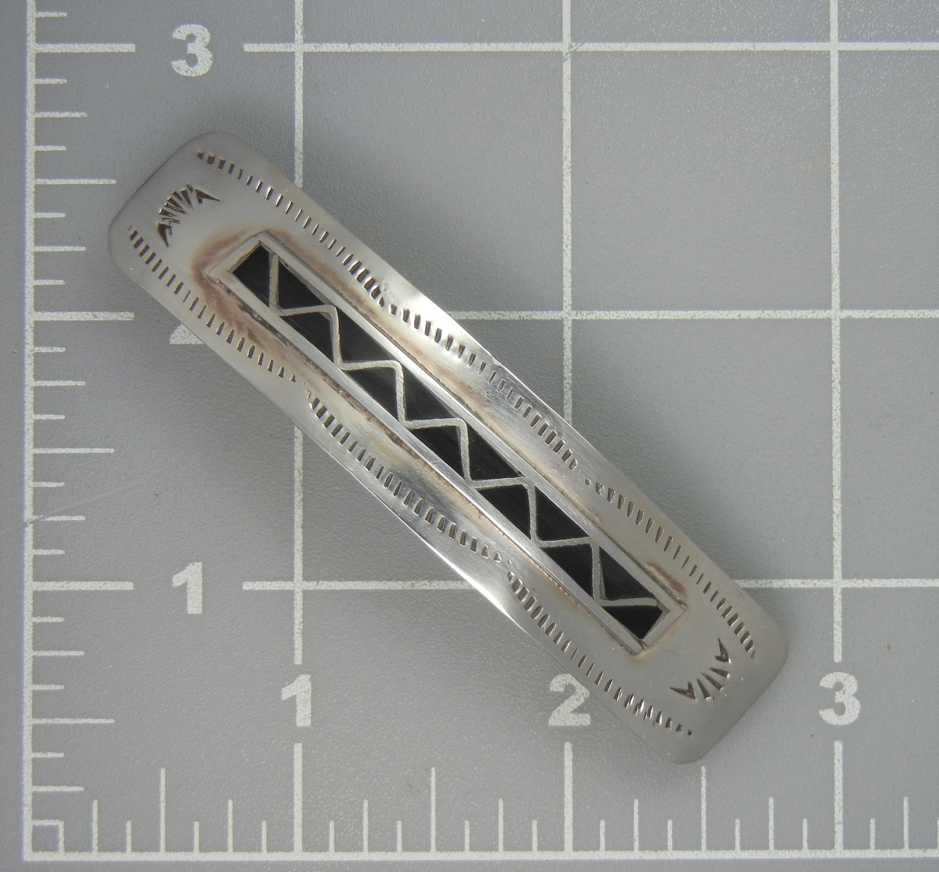 Navajo Sterling Silver Onyx Hair Barrette
