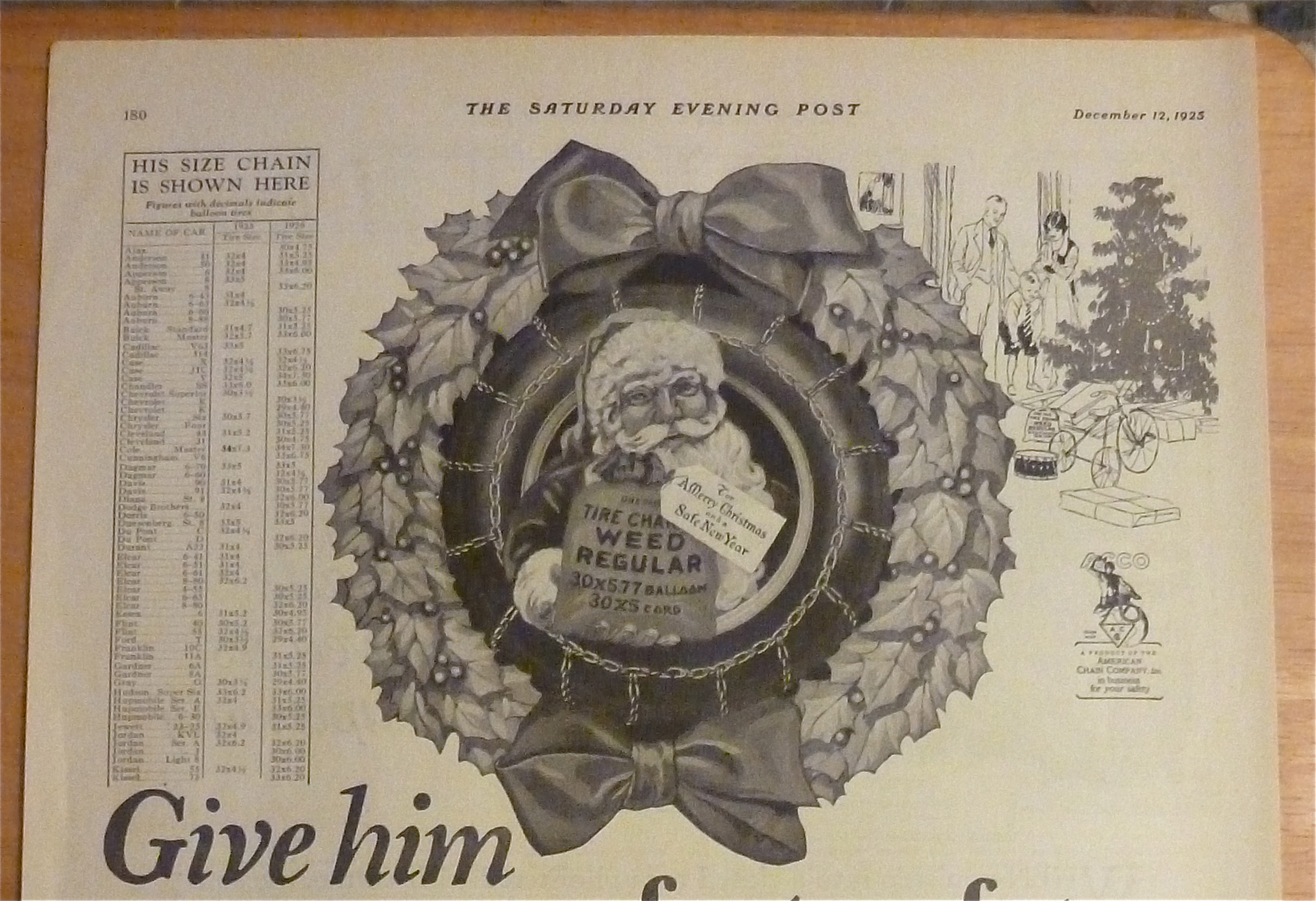 1925 Weed Chains with Santa Claus In The Middle Of Tire