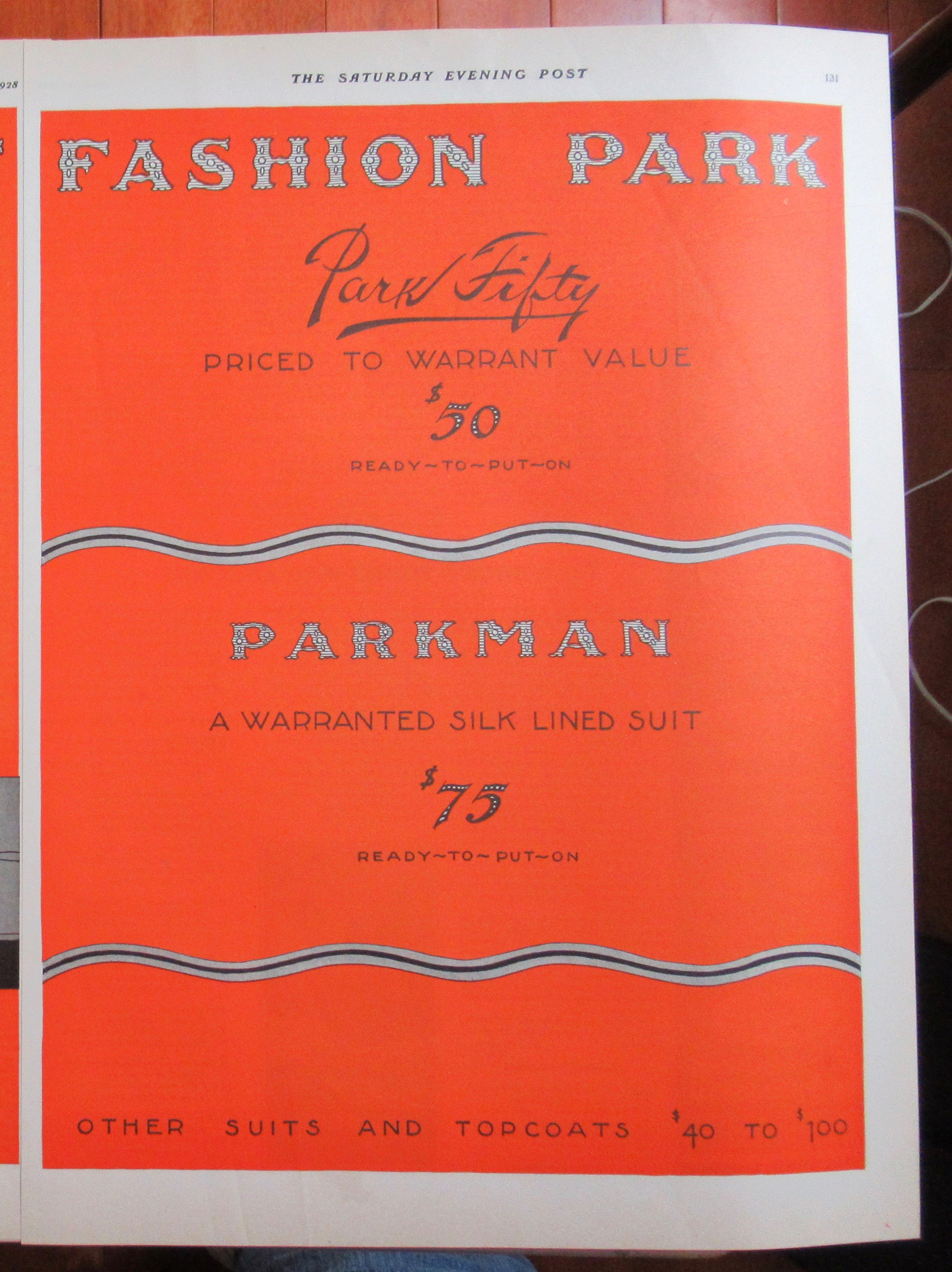1928 Fashion Park with the Parkman Suit
