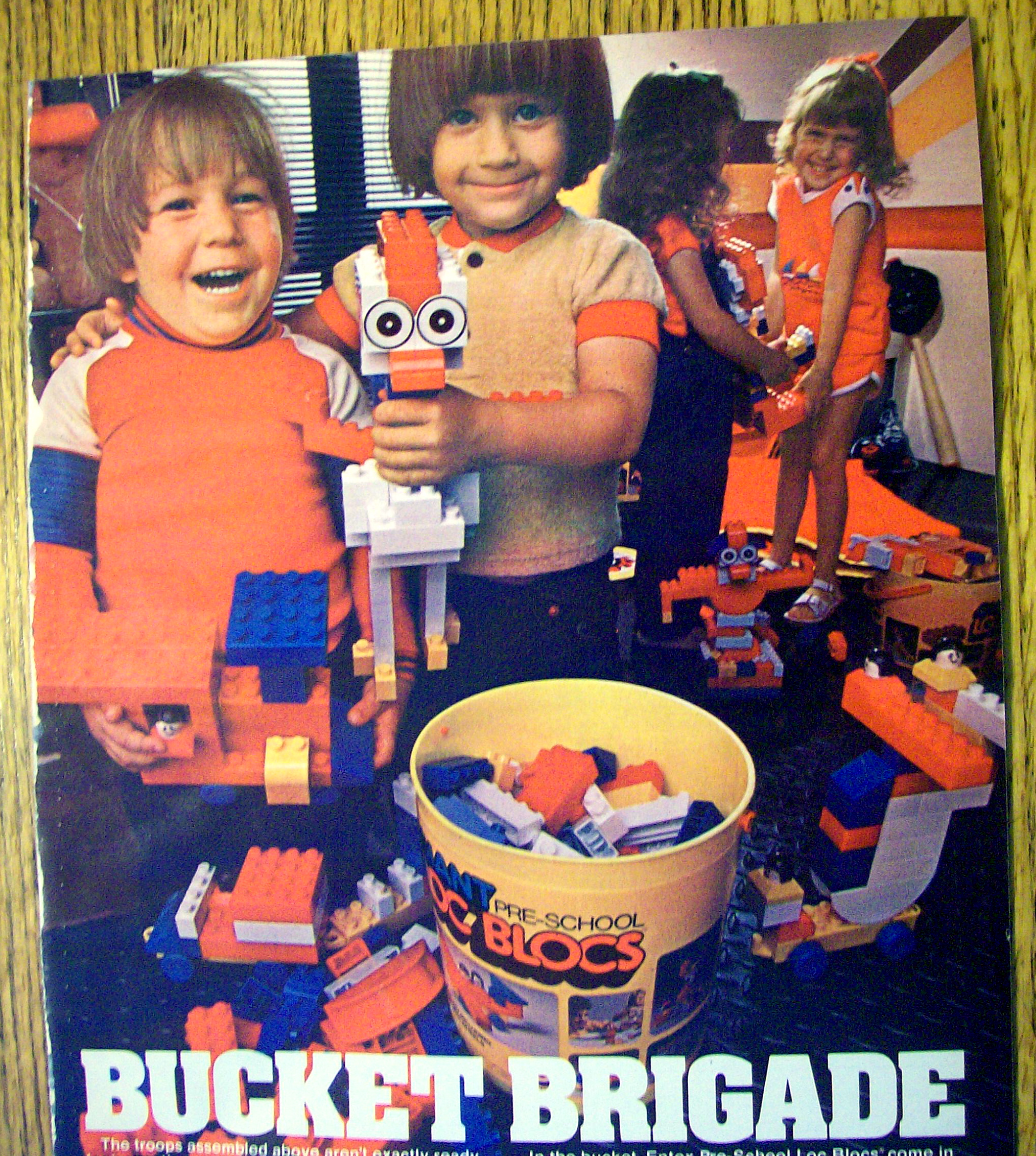 1983 Entex Loc Blocs with Children & Bucket Of Blocks