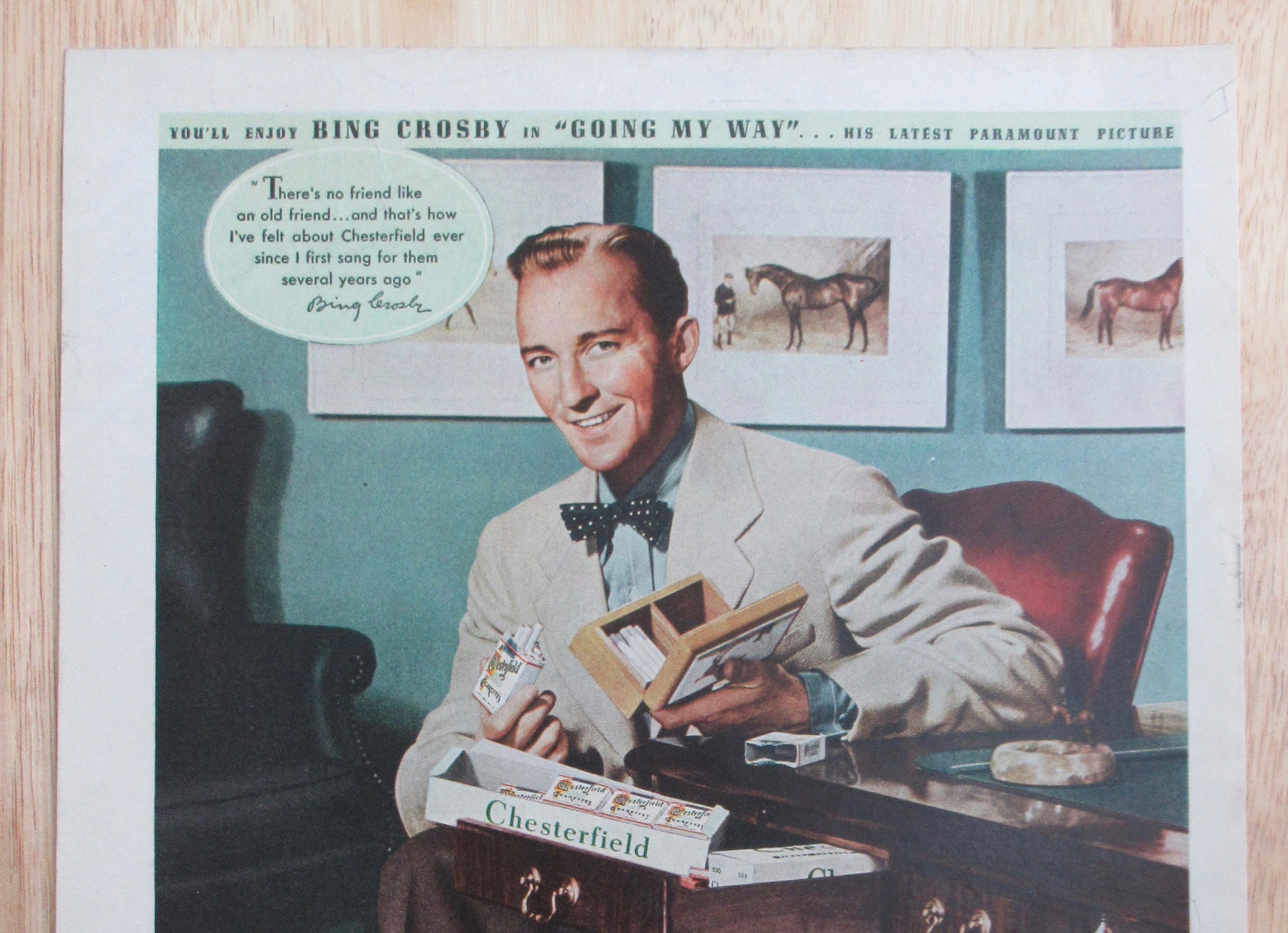 1944 Chesterfield Cigarettes w/Bing Crosby-Going My Way