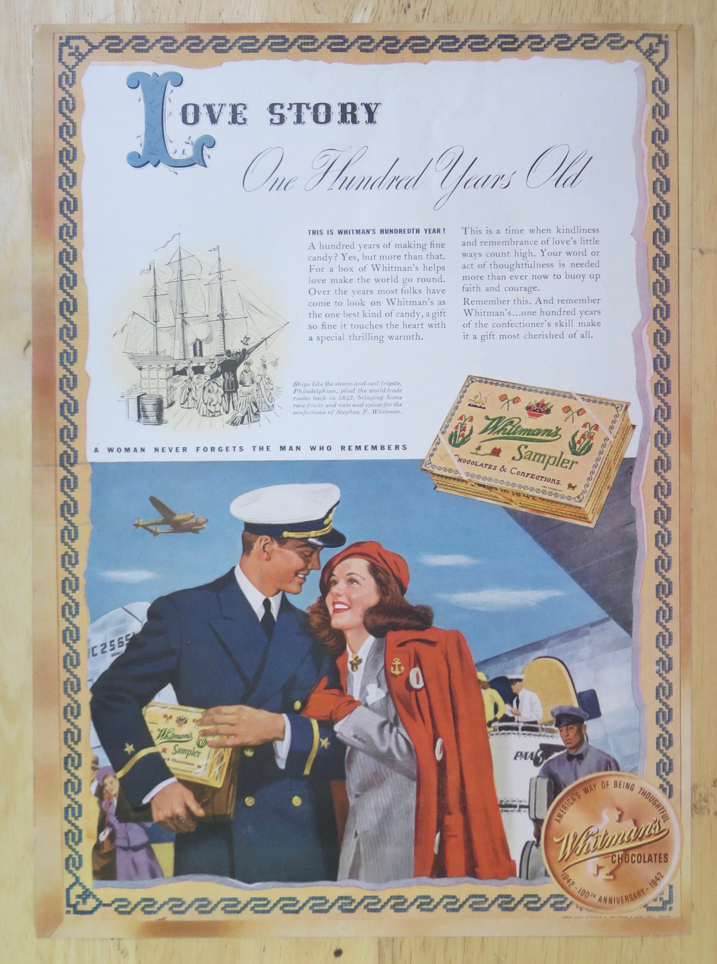 1942 Whitman's Sampler with Soldier & Woman Walking