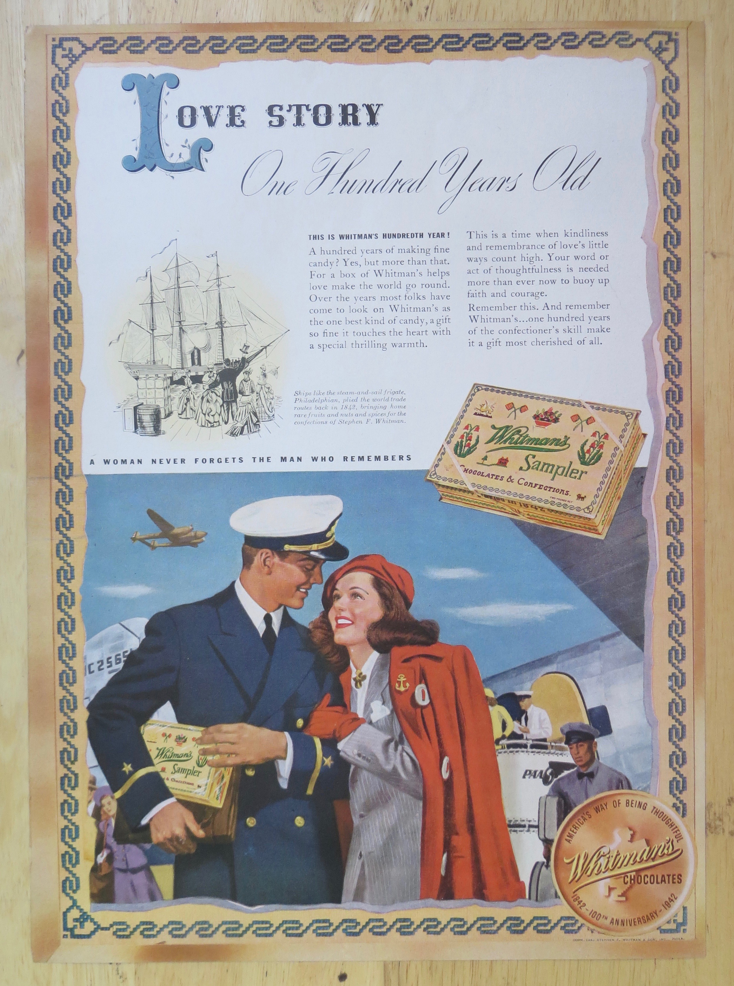 1942 Whitman's Sampler with Soldier & Woman Walking