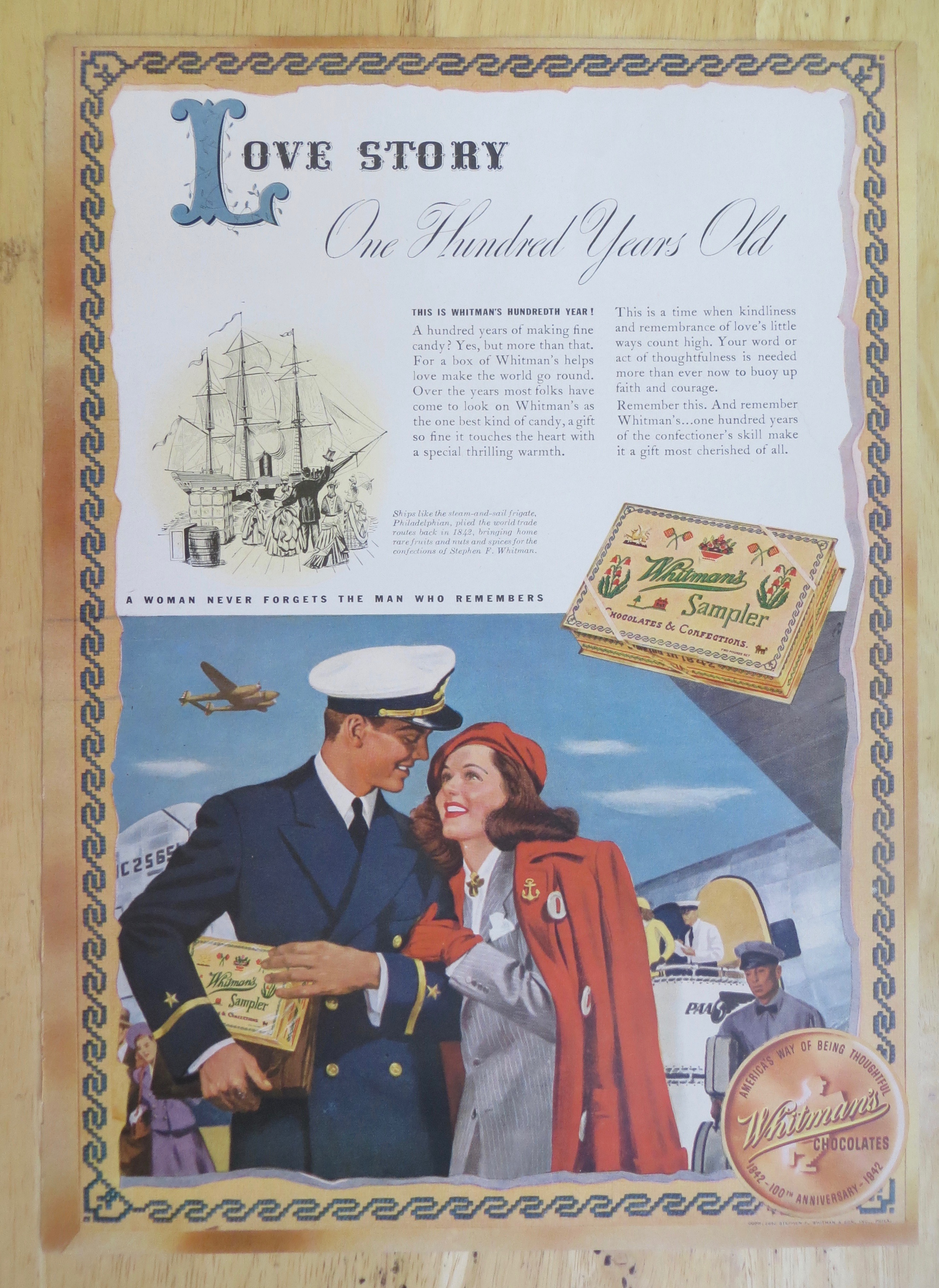 1942 Whitman's Sampler with Soldier & Woman Walking