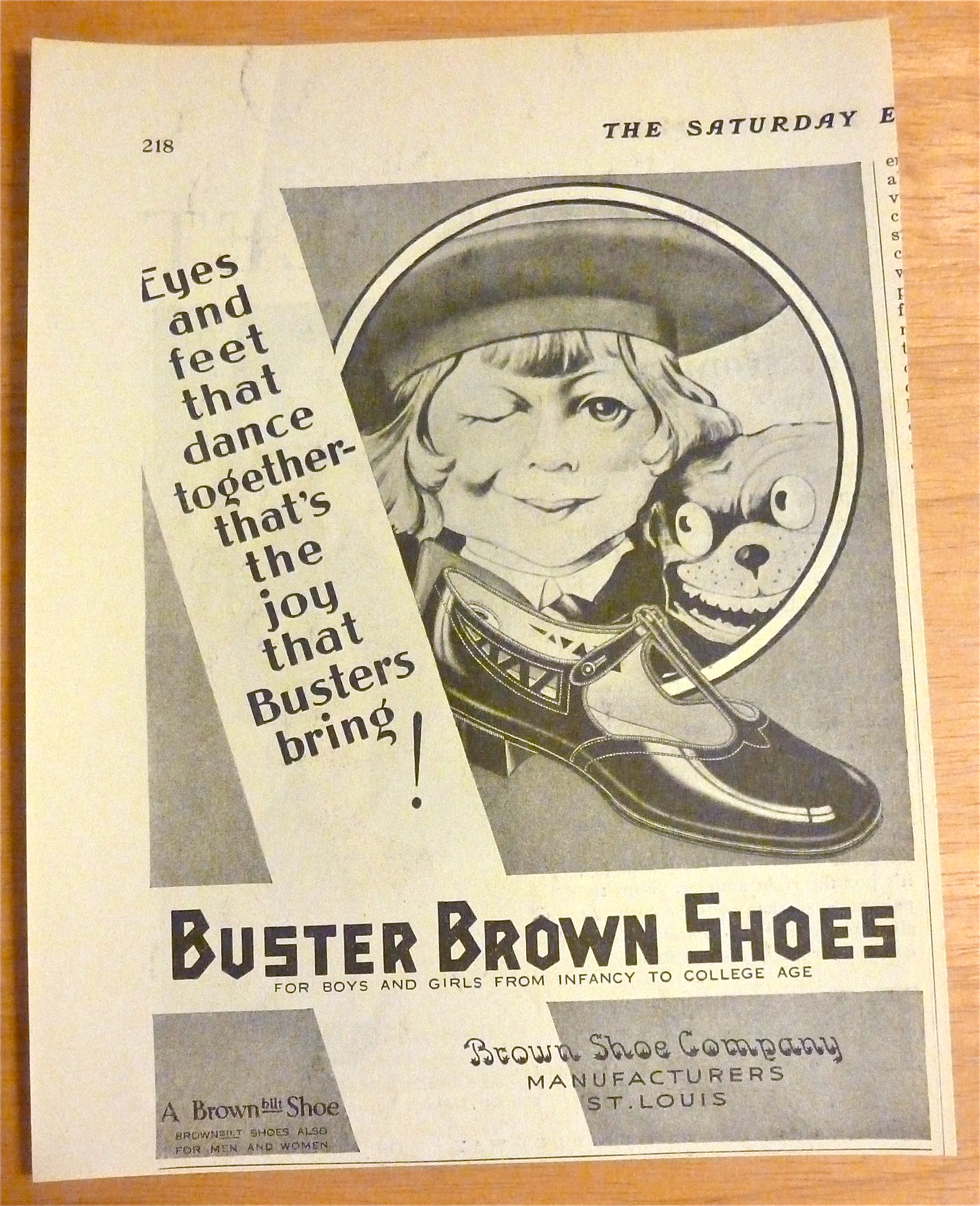 1929 Buster Brown Shoes with Buster Brown Winking
