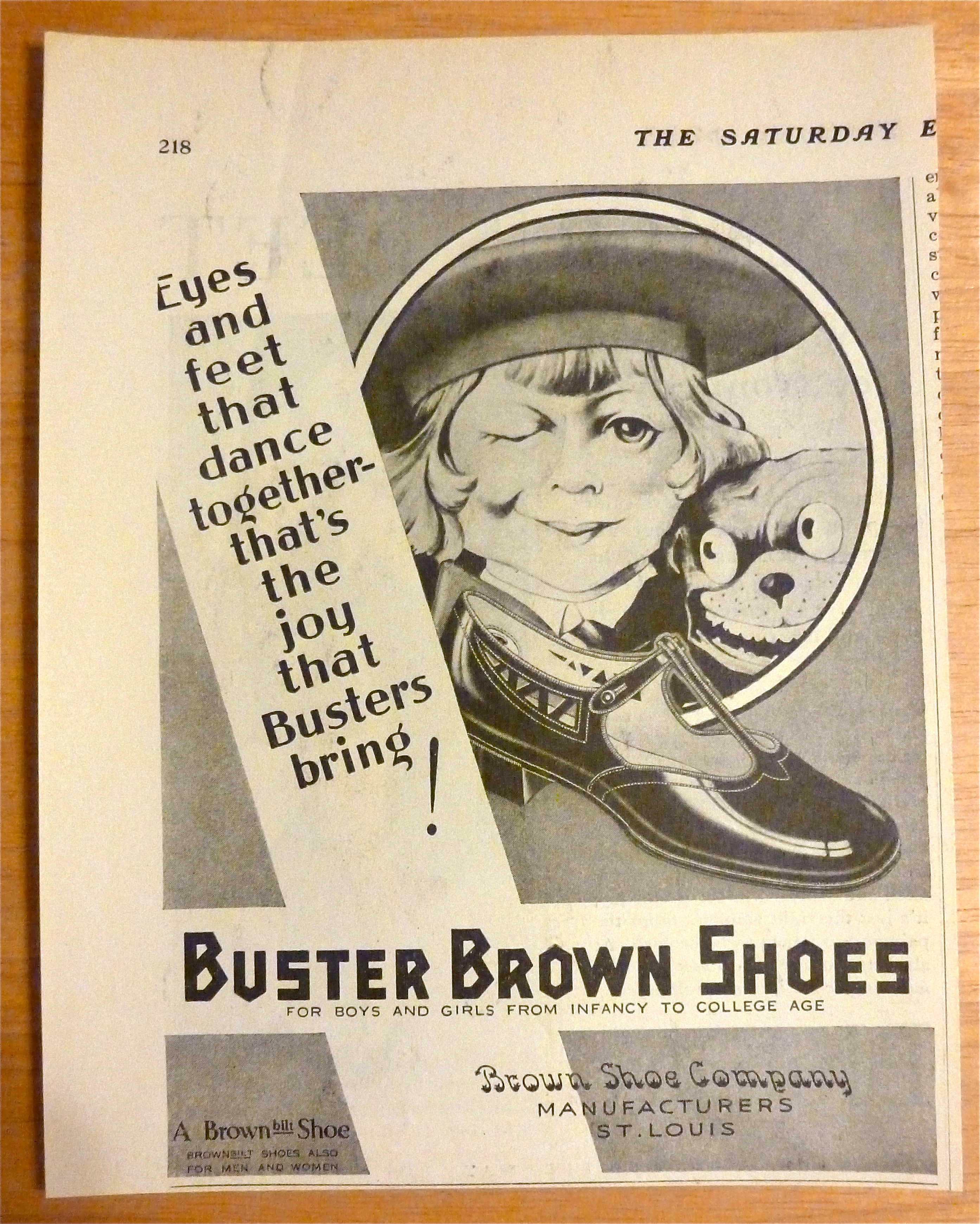 1929 Buster Brown Shoes with Buster Brown Winking