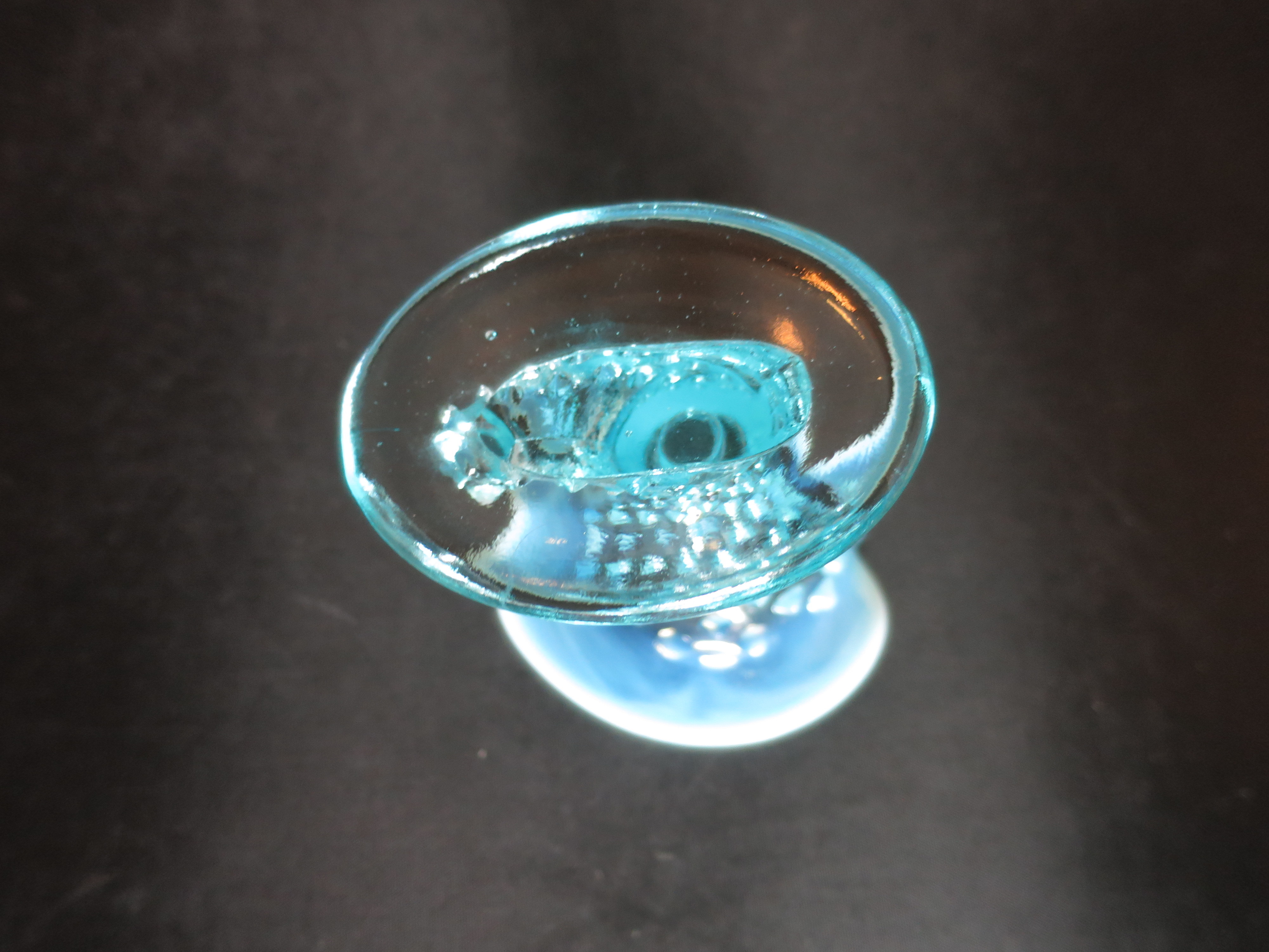 Fenton Blue Opalescent Glass Hobnail Cornucopia Vase