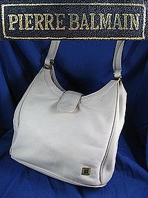 BALMAIN ladies handbag, purse in White leather
