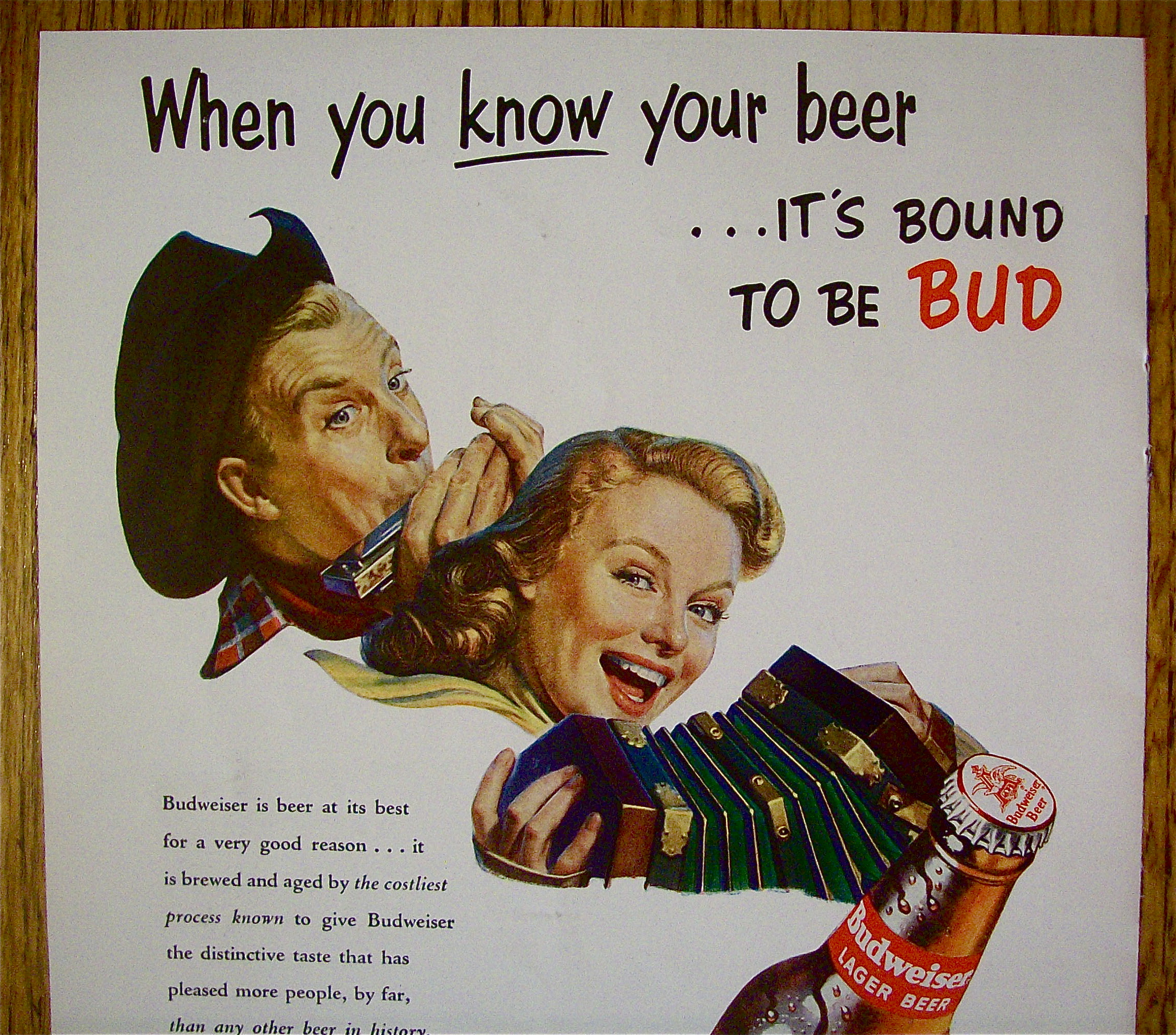1953 Budweiser Beer with Man & Woman w/Instruments