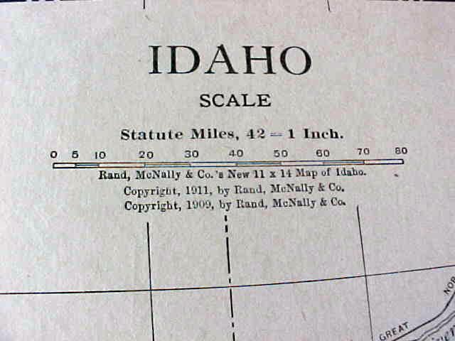 Map Idaho Montana 1912 Antique