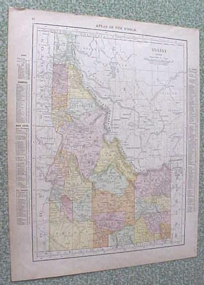 Map Idaho Montana 1912 Antique