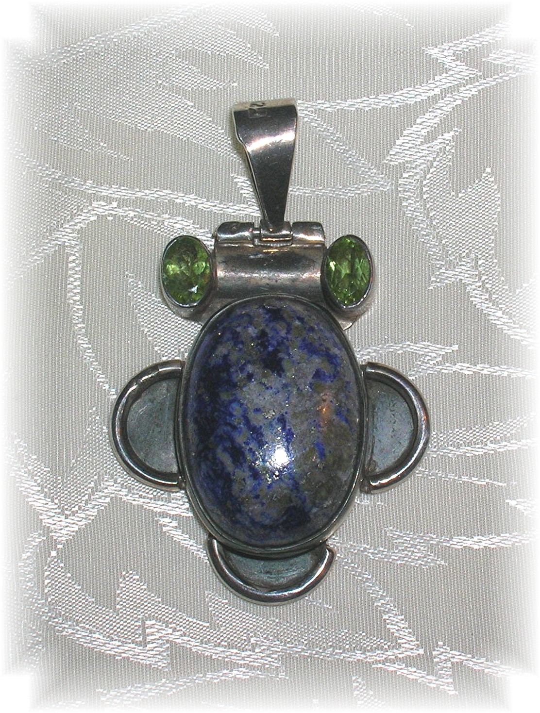 Sterling Silver Blue Lapis & Peridot Pendant