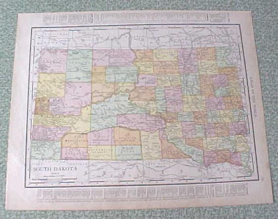 Map North Dakota South Dakota 1912 Antique