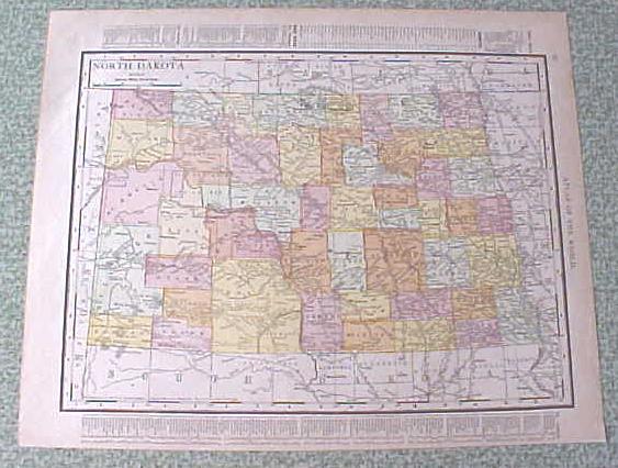Map North Dakota South Dakota 1912 Antique
