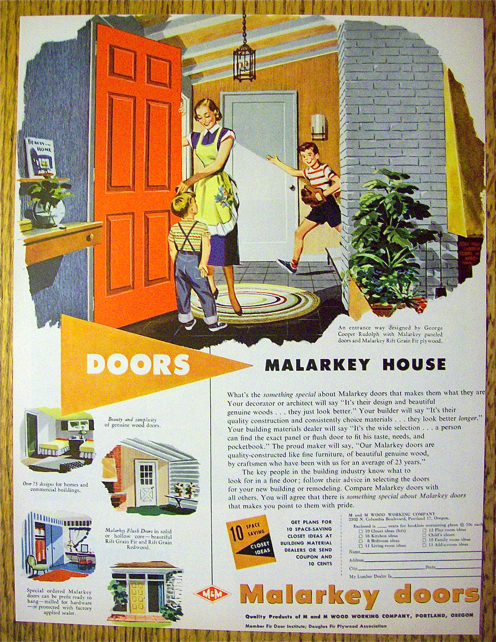1952 Malarkey Doors With Woman & Children