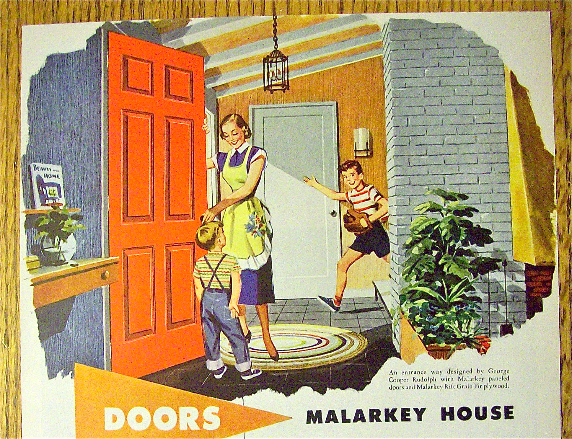 1952 Malarkey Doors With Woman & Children